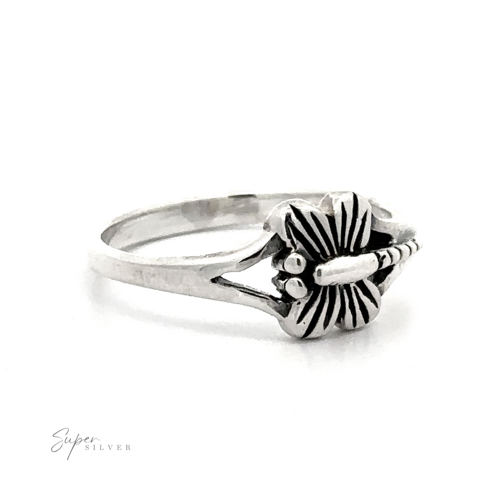 A delicate sterling silver Small Dragonfly Ring.