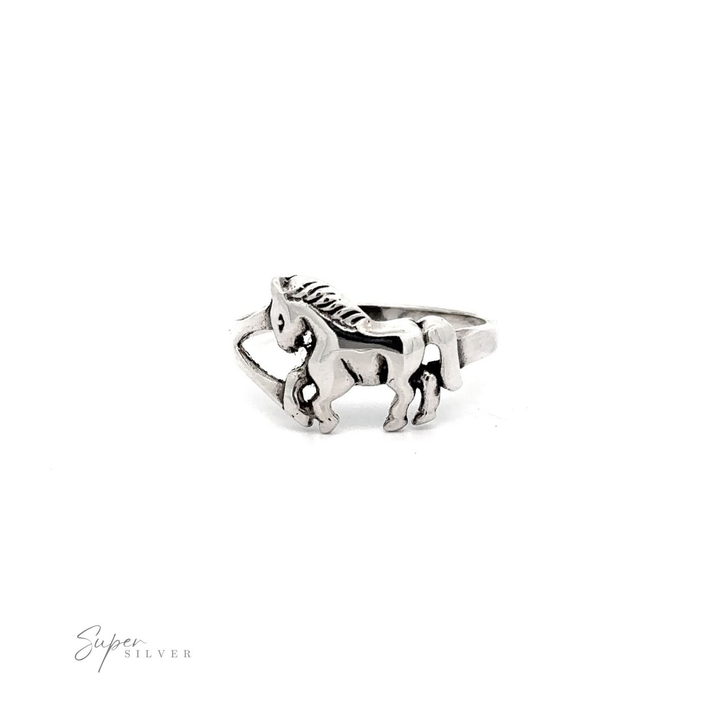 An elegant Sterling Silver Horse Ring perfect for any equestrian lover.