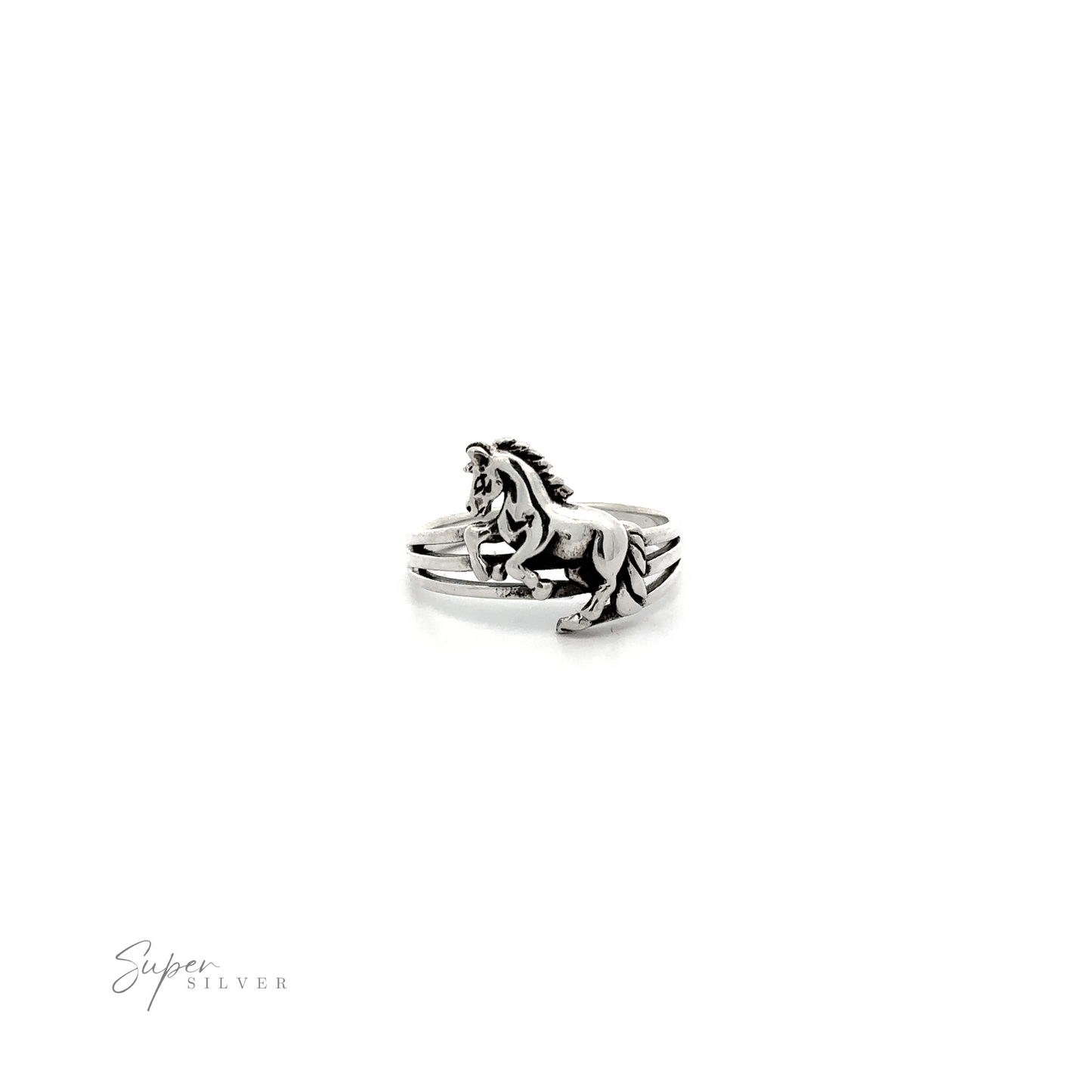
                  
                    A Leaping Horse Ring with a horse design.
                  
                