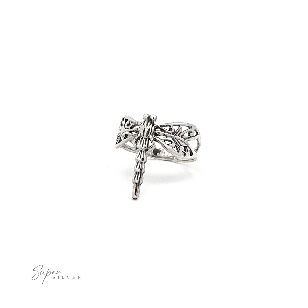 
                  
                    A sterling silver Dragonfly Ring on a white background.
                  
                