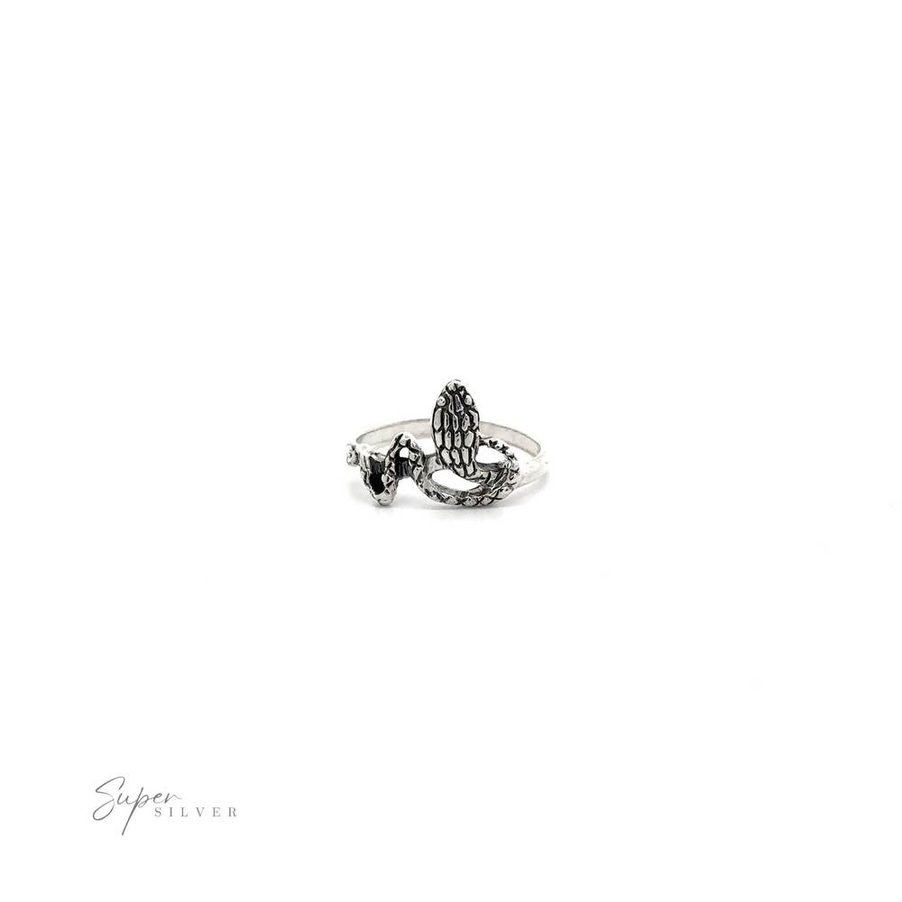 
                  
                    Wavy Coiled Snake Ring featuring a detailed cactus design, showcased on a plain white background with "super silver" signature at bottom right.
                  
                