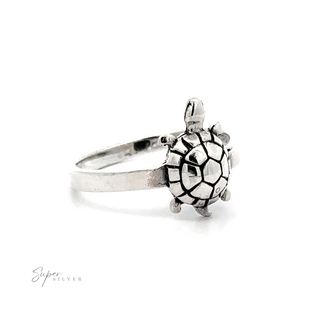 A Cute Turtle Ring on a white background.