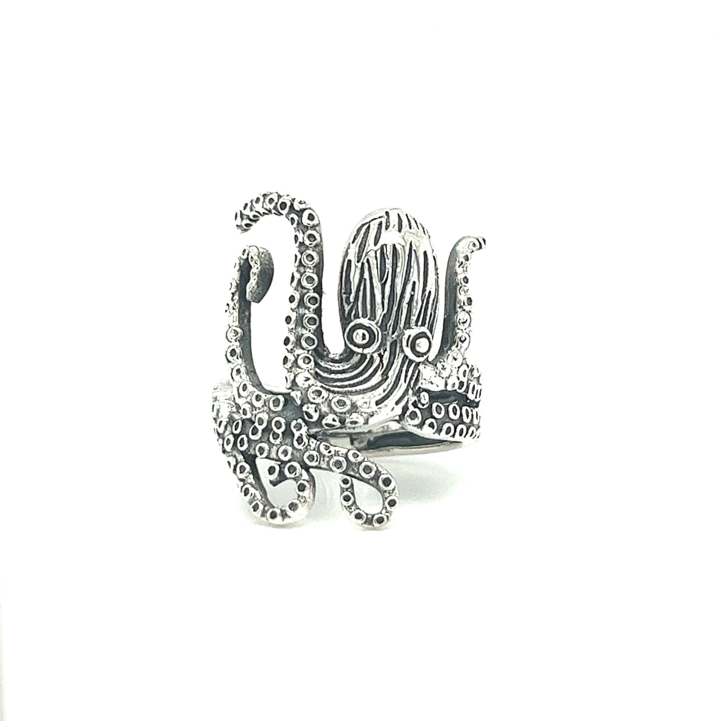 
                  
                    A Super Silver Realistic Octopus Ring is shown on a white background.
                  
                