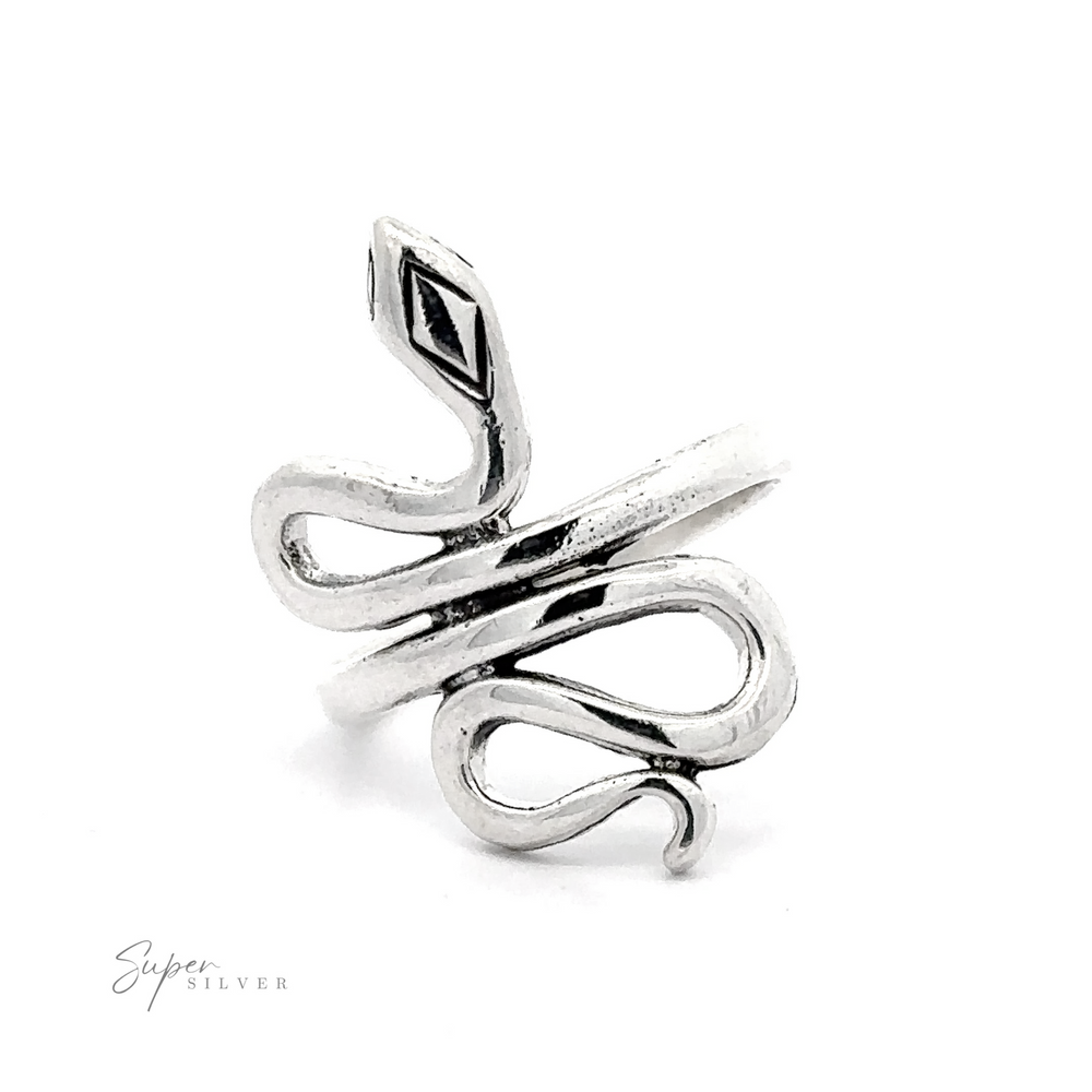 
                  
                    Simple Slithering Snake Ring with a sleek, twisted design featuring a small black gemstone eye, displayed on a white background.
                  
                