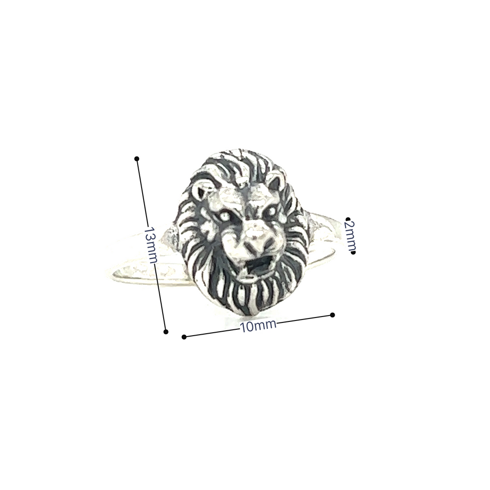 A Super Silver Lion Face Ring symbolizing authority.