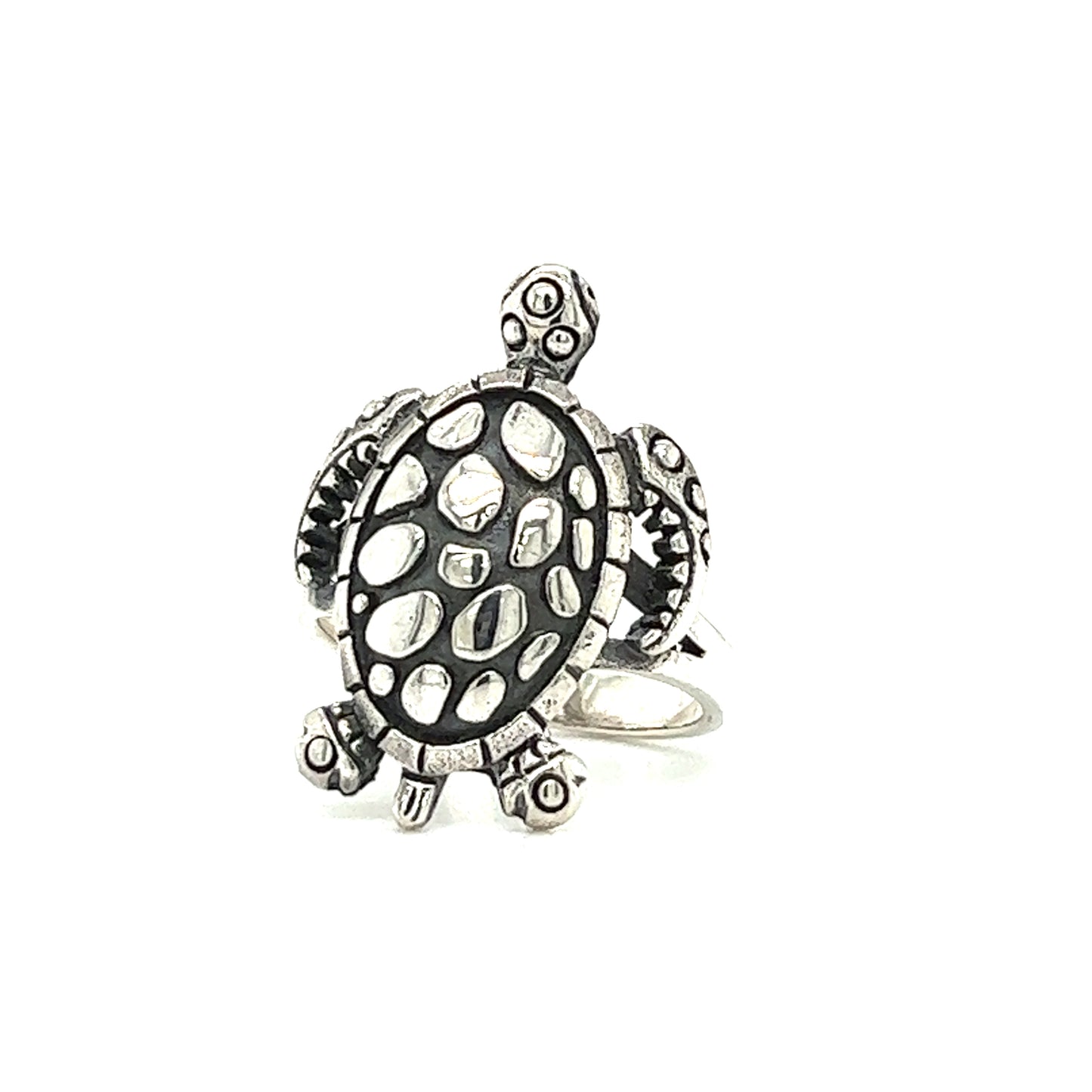 
                  
                    A Large Sea Turtle Ring on a white background, inspired by the reptiles found in Santa Cruz.
                  
                