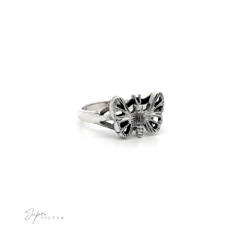 
                  
                    A .925 Silver Butterfly Ring with an ornate butterfly design.
                  
                