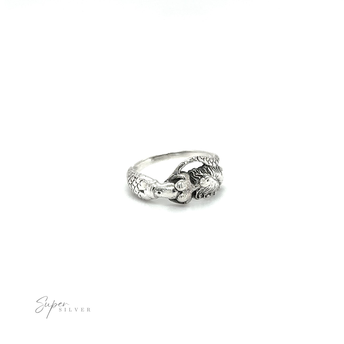 
                  
                    A Mermaid Ring with Swirly Tail with an eagle on it.
                  
                