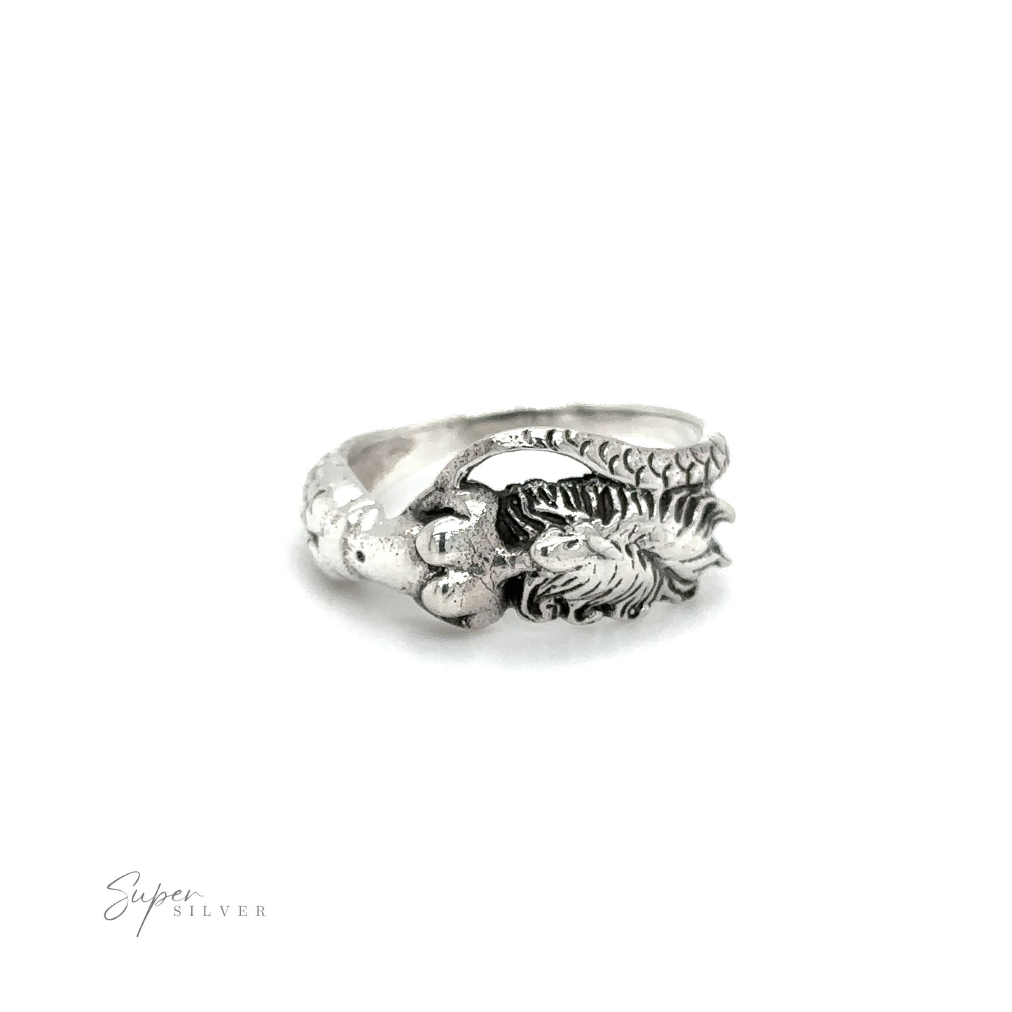 A Mermaid Ring with Swirly Tail adorned with a delicate flower design, reminiscent of the enchanting ocean and mermaids.