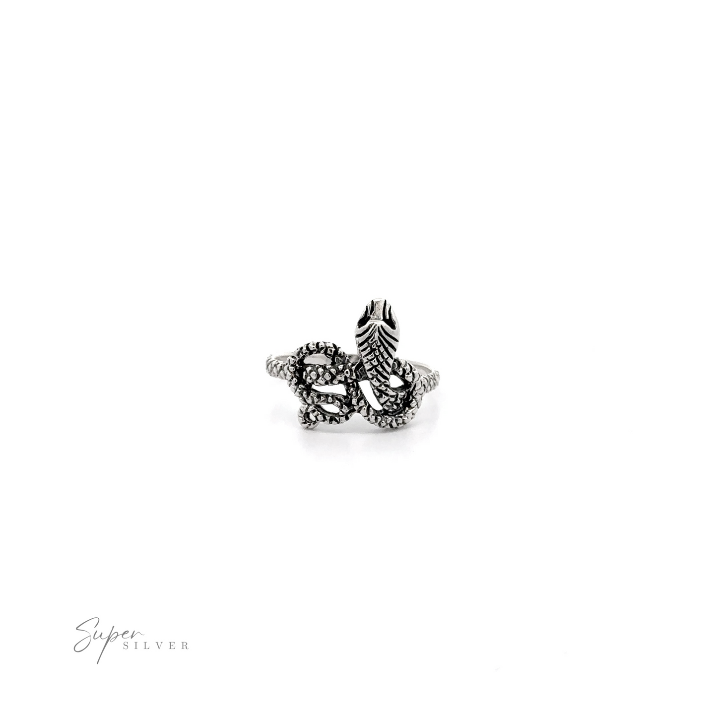 
                  
                    Twisted snake ring with intricate details, displayed on a plain white background and a signature in the bottom right corner.
                  
                