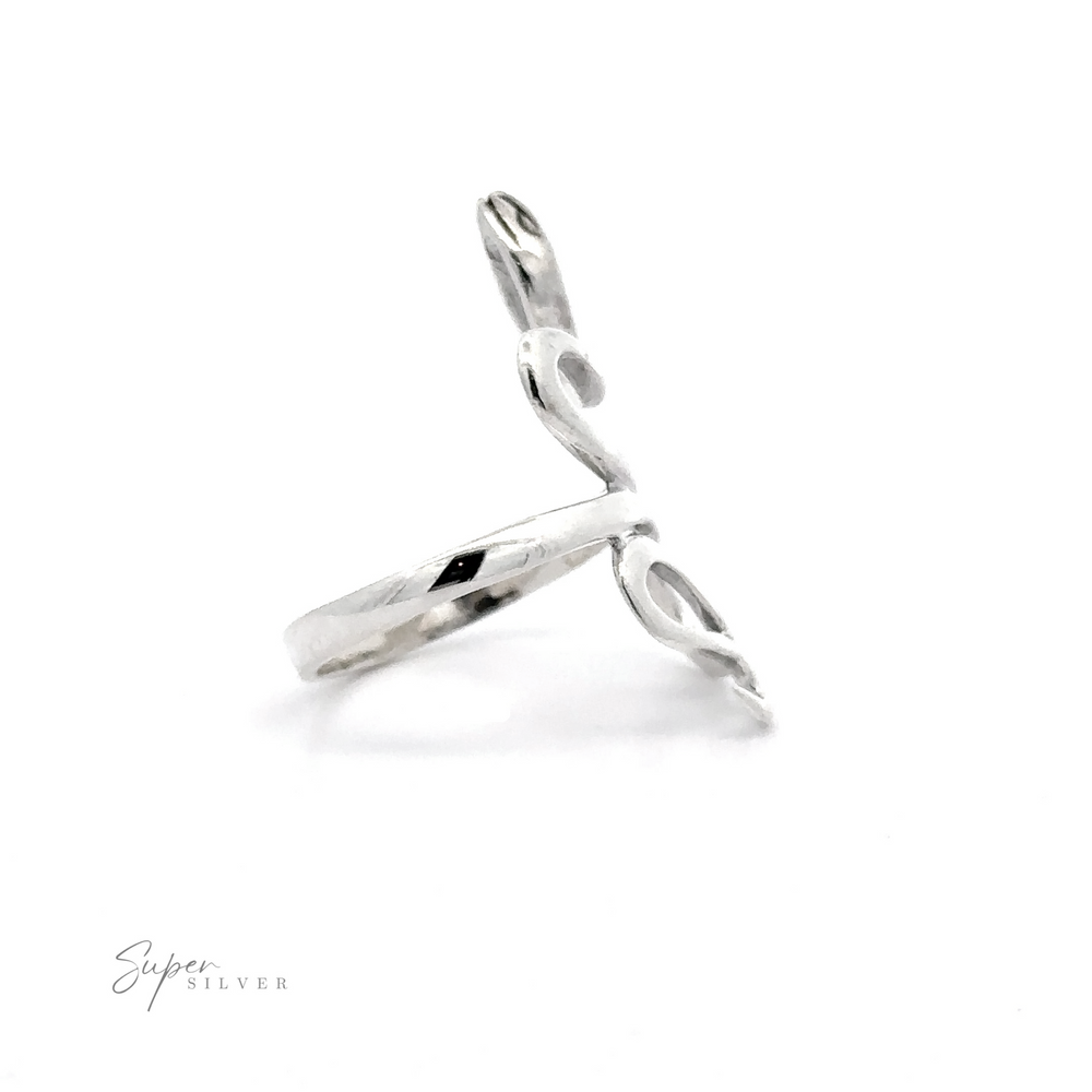 
                  
                    An elegant, Coiled Snake Ring With Fine Finish standing upright on a white background with "super silver" written in cursive below it.
                  
                