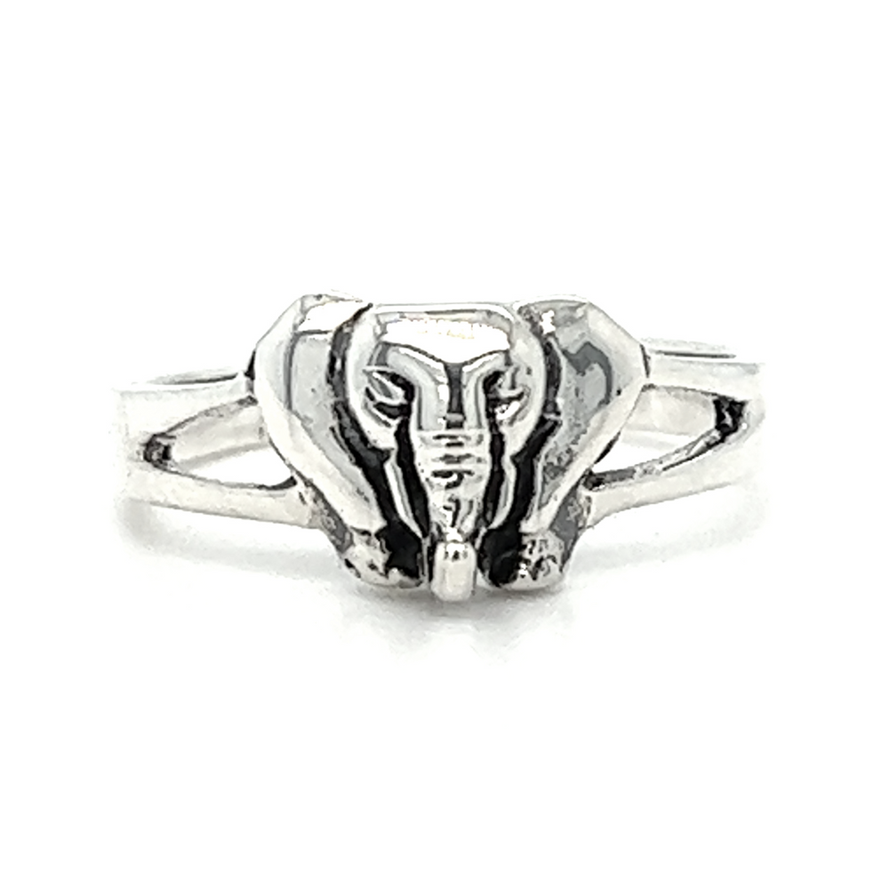 Add a touch of boho-earthy style to your collection with this stunning Cute Elephant Head ring. Crafted from .925 Sterling Silver, this unique piece features an intricately detailed elephant head design.