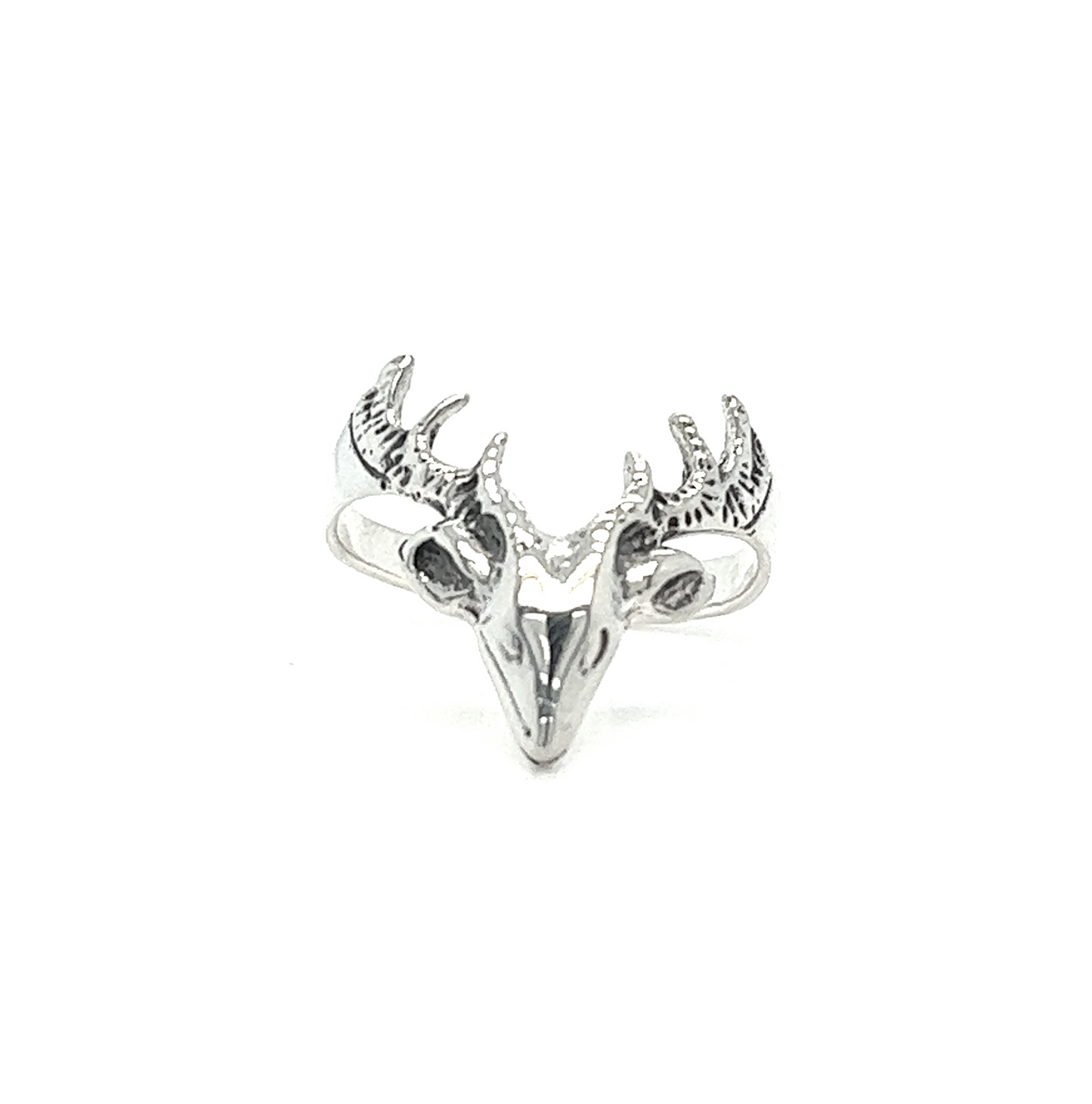 
                  
                    A .925 sterling silver Deer Head ring for the wildlife lover.
                  
                