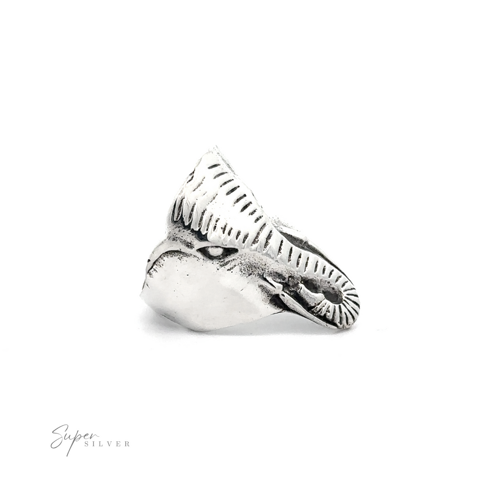 Elephant .925 Sterling Silver shark head-shaped ring on a white background.