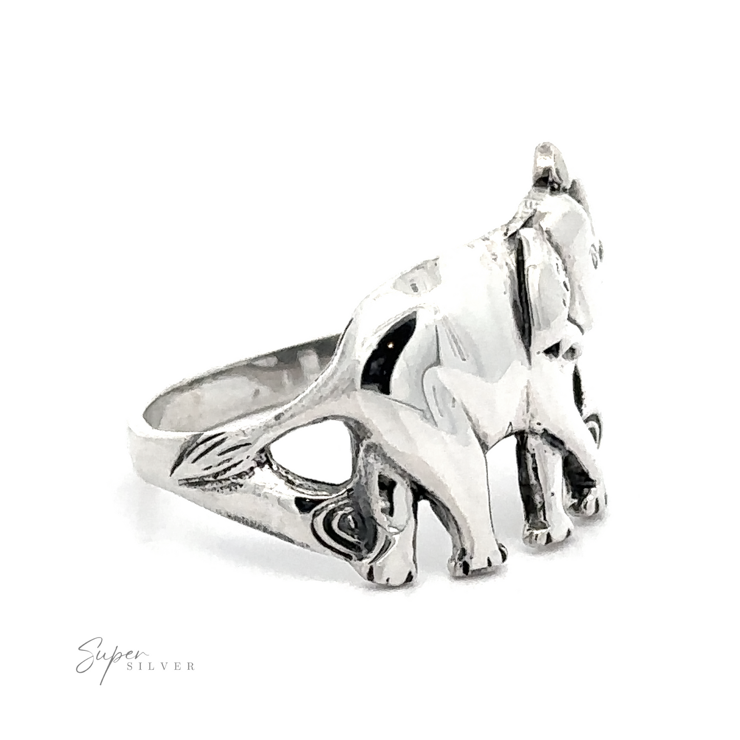 
                  
                    Elephant Ring with Split Shank Band designed in the shape of an elephant.
                  
                