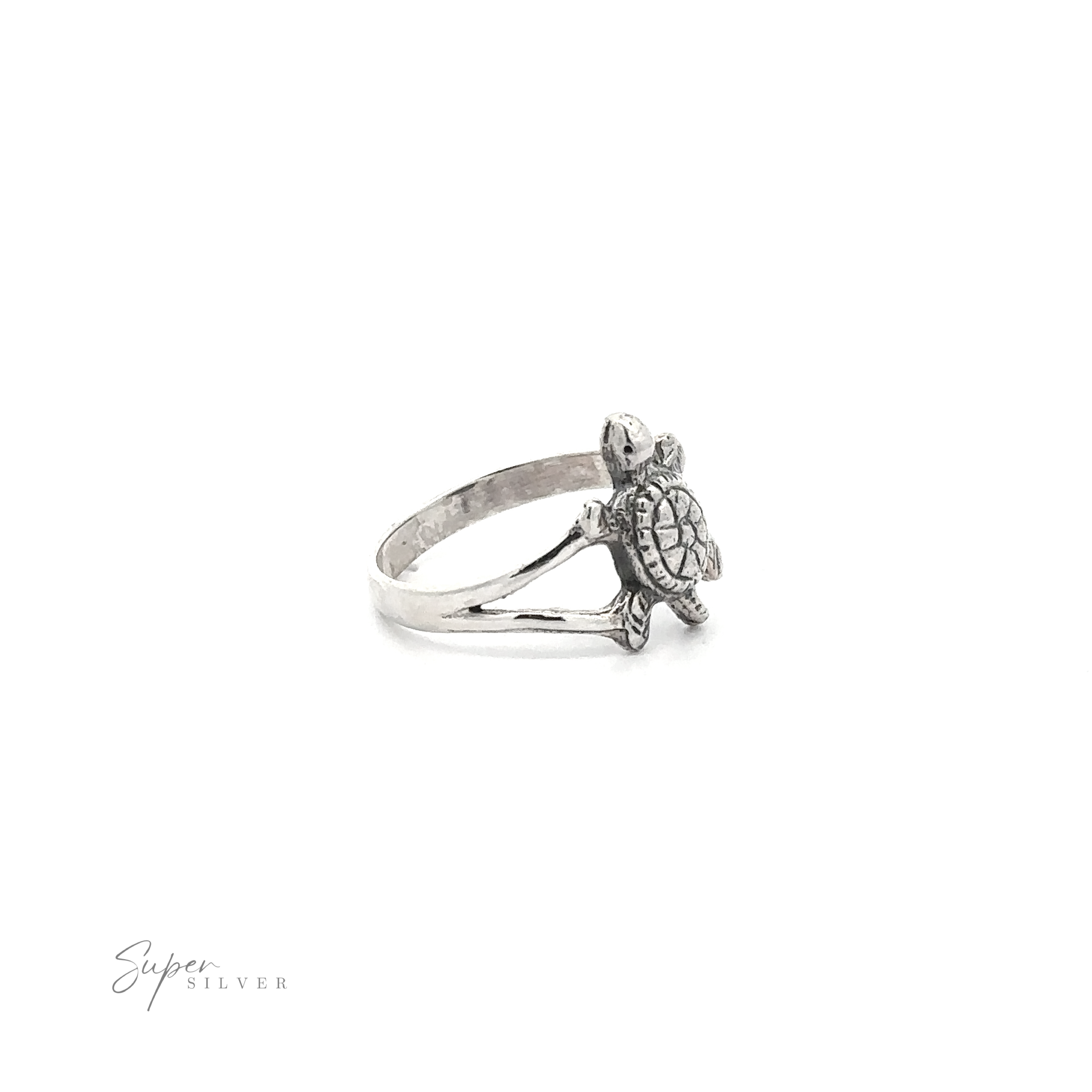 A small turtle ring on a white background.