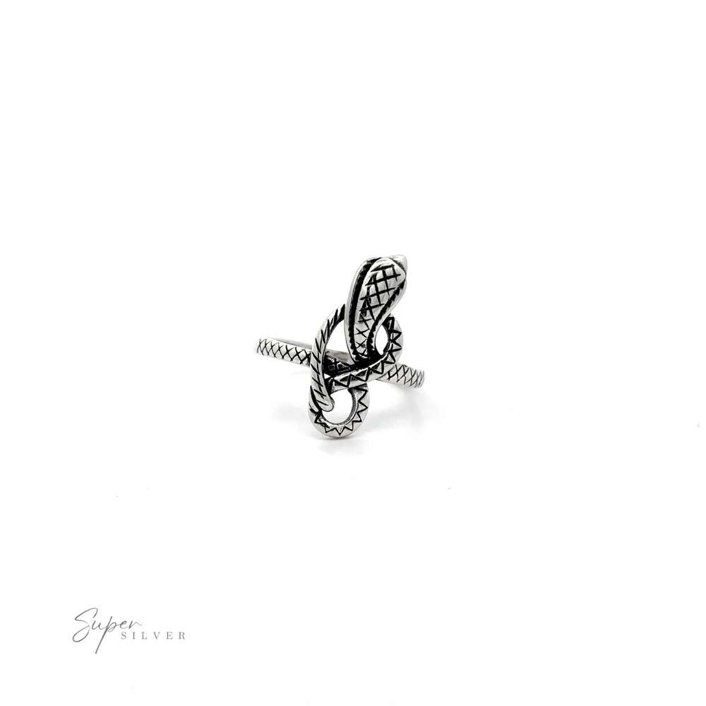 
                  
                    Striking coiled snake ring with intricate patterns, displayed against a white background with the signature ".925 sterling silver" at the bottom.
                  
                