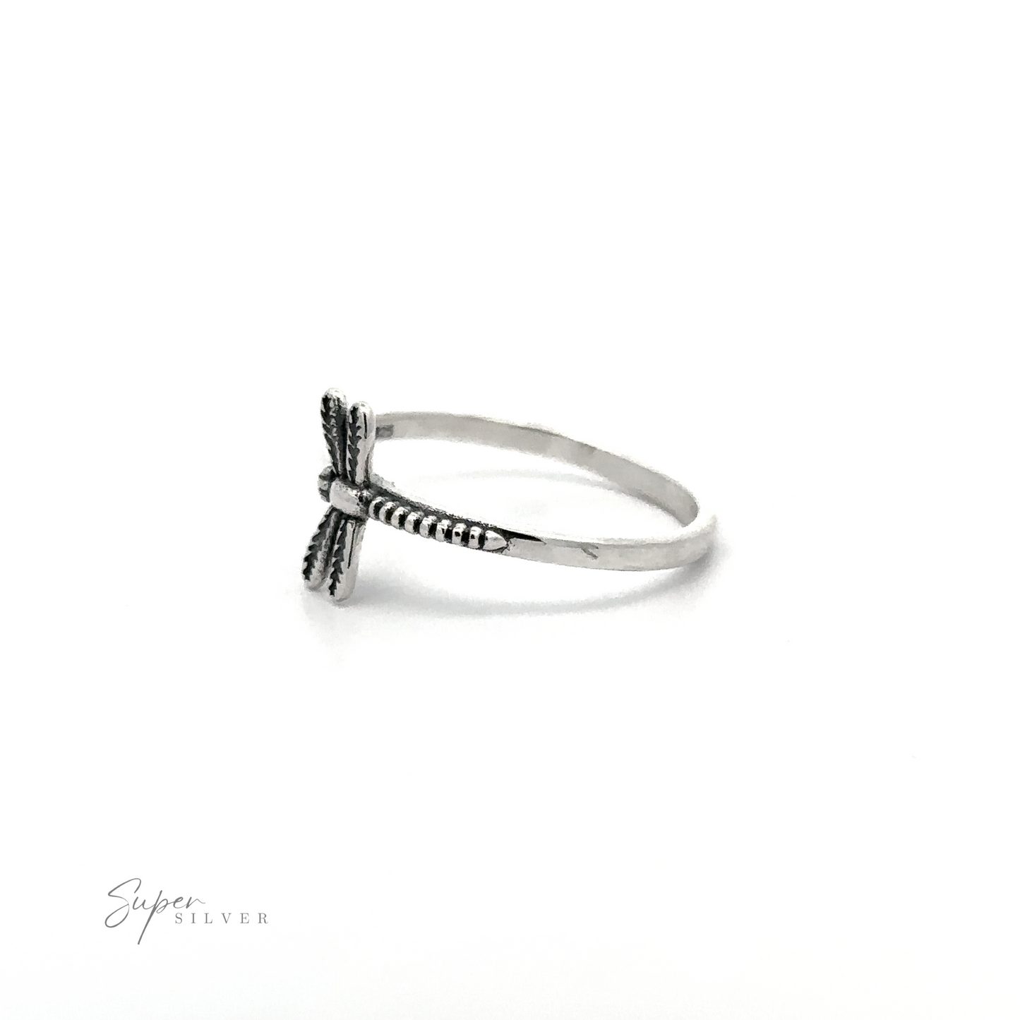 
                  
                    A minimal silver Dainty Dragonfly Ring with a dragonfly motif.
                  
                