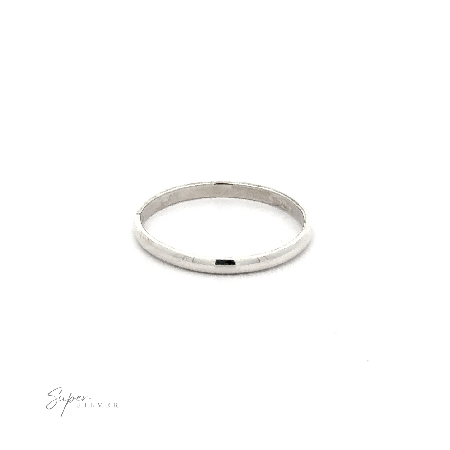 
                  
                    A delicate .925 Sterling Silver ring with a 2mm Plain Band on a white background.
                  
                