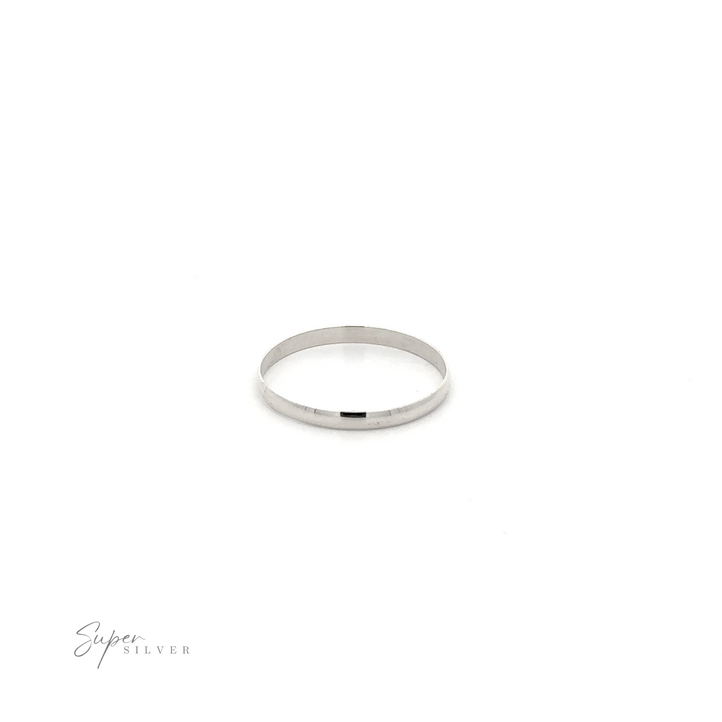 
                  
                    A delicate, .925 Sterling Silver ring with a 2mm Plain Band on a white background.
                  
                