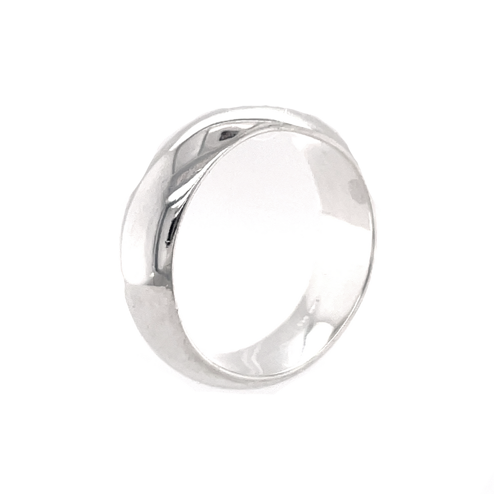 A simple 8mm Plain Band wedding ring with a half-round band on a white background.