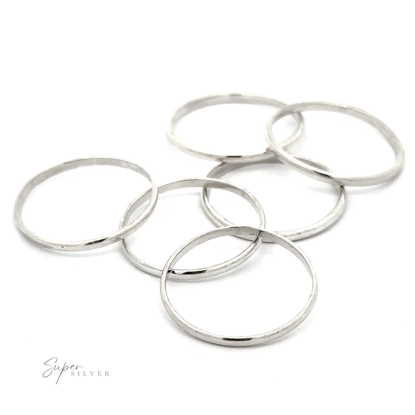 A minimalist stack of 1.5mm Plain Bands on a white background.
