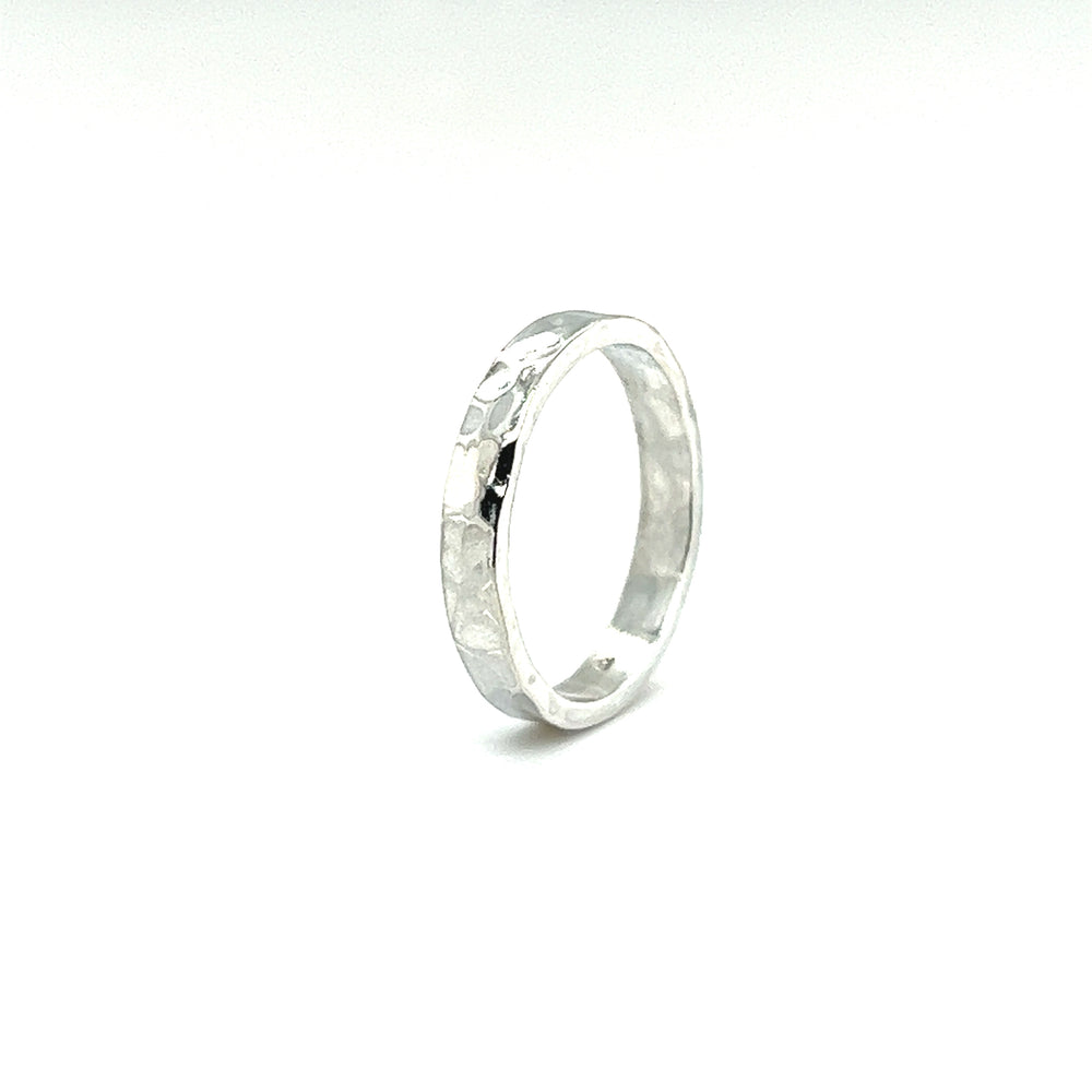 
                  
                    A Super Silver 3mm Flat Hammered Band with a contemporary twist.
                  
                