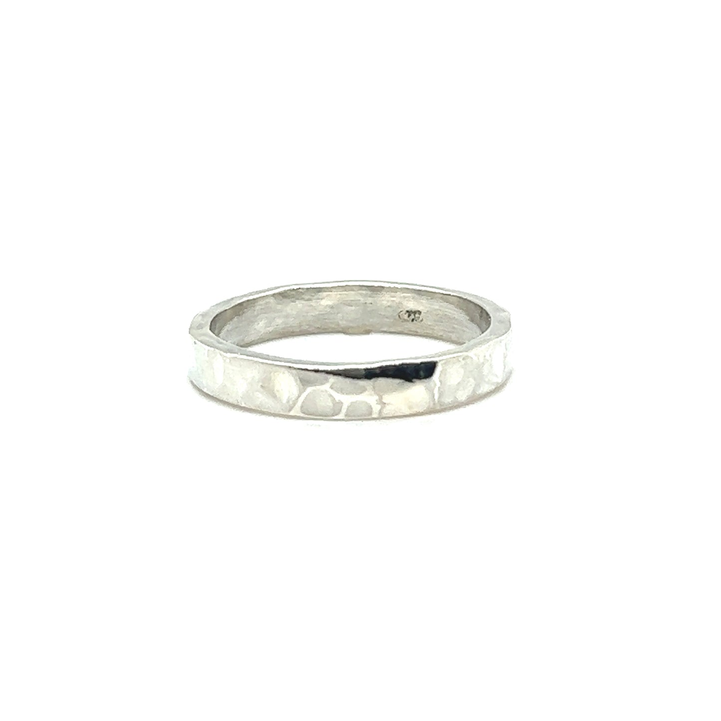 
                  
                    A Super Silver 3mm Flat Hammered Band with a rustic allure.
                  
                