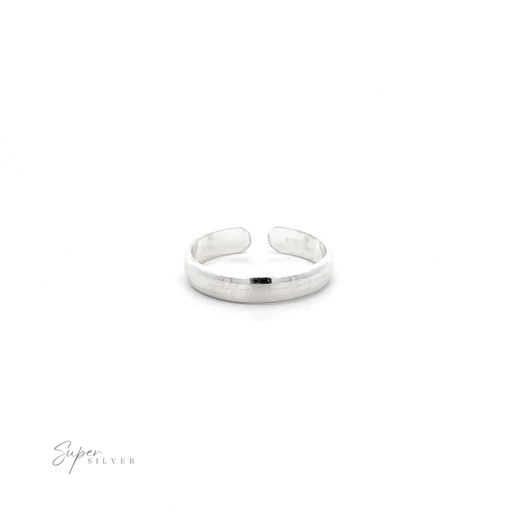 
                  
                    Rounded Plain Band Adjustable Toe Ring displayed on a plain white background with "super silver" signature in the corner.
                  
                