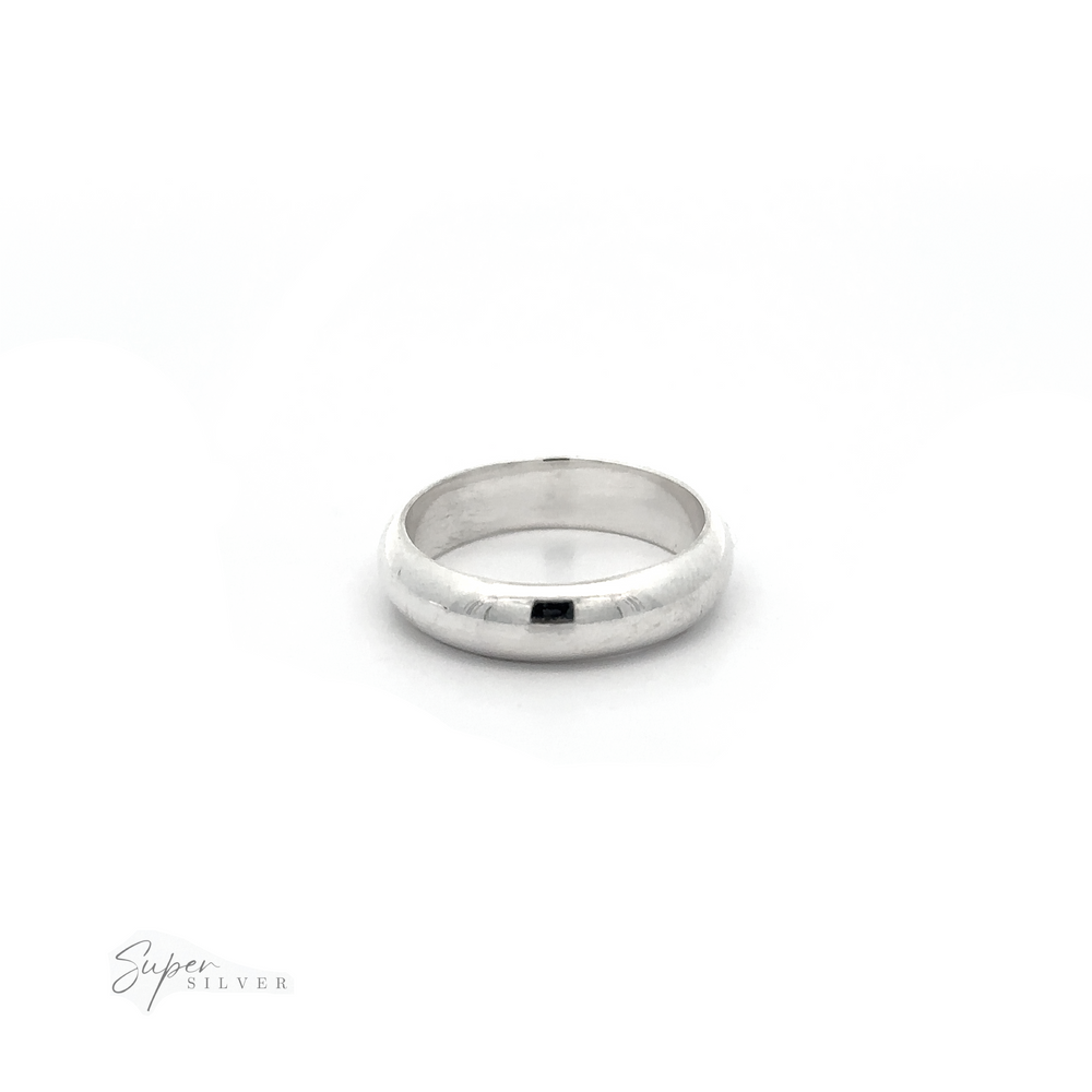 
                  
                    A 5mm Plain Band silver comfort ring on a white background.
                  
                