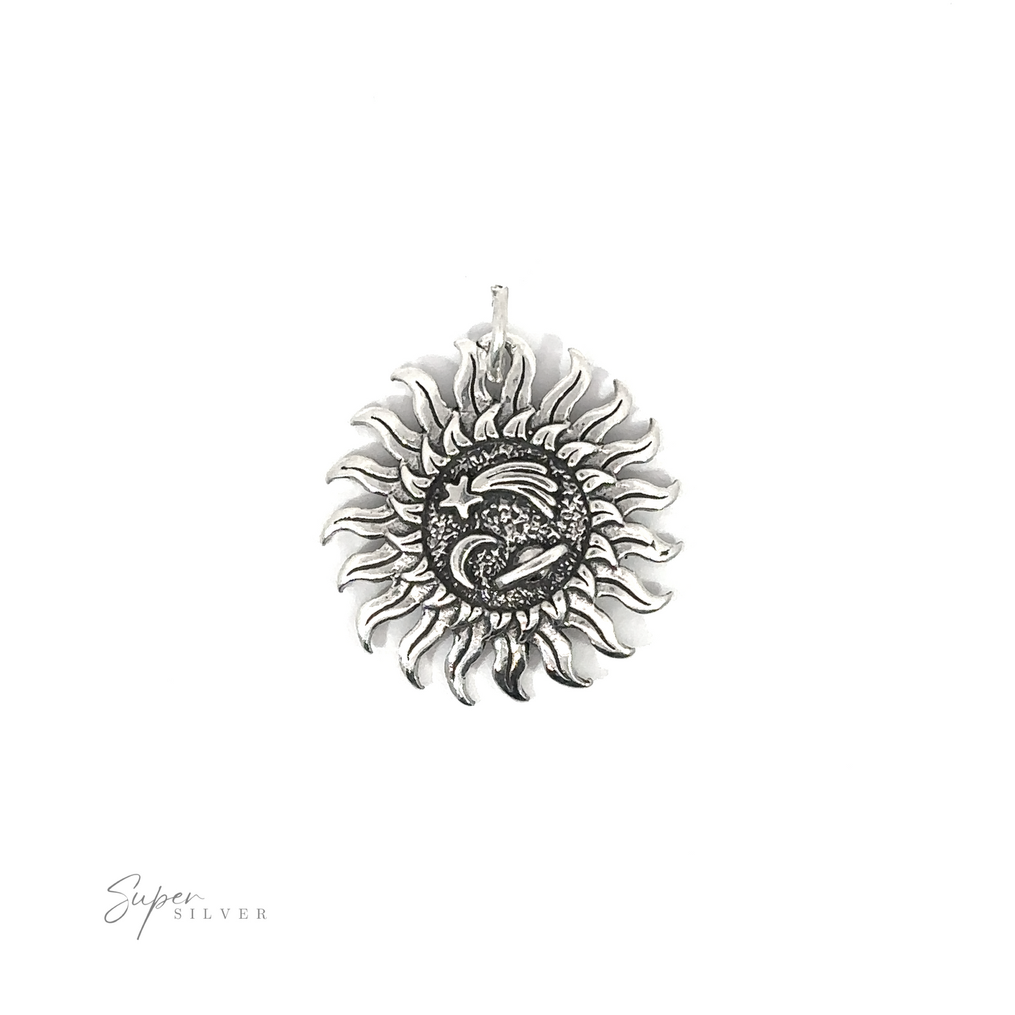 
                  
                    Trippy Sun Charm with Space Details pendant with intricate detailing and celestial energy.
                  
                