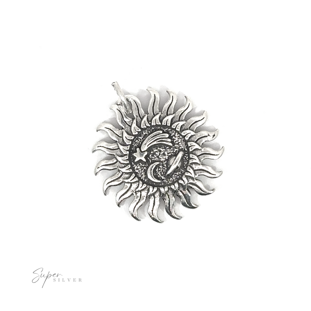 Trippy Sun Charm with Space Details charm with intricate design and celestial energy.