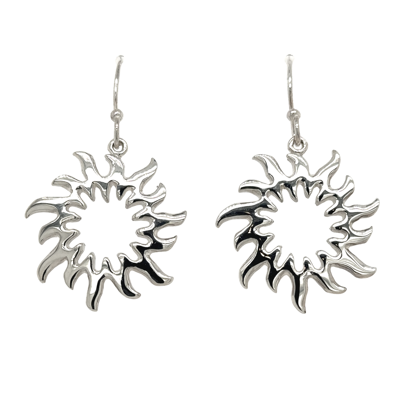 
                  
                    The Open Sun Earrings, made of .925 silver, feature a beautiful sunburst design.
                  
                