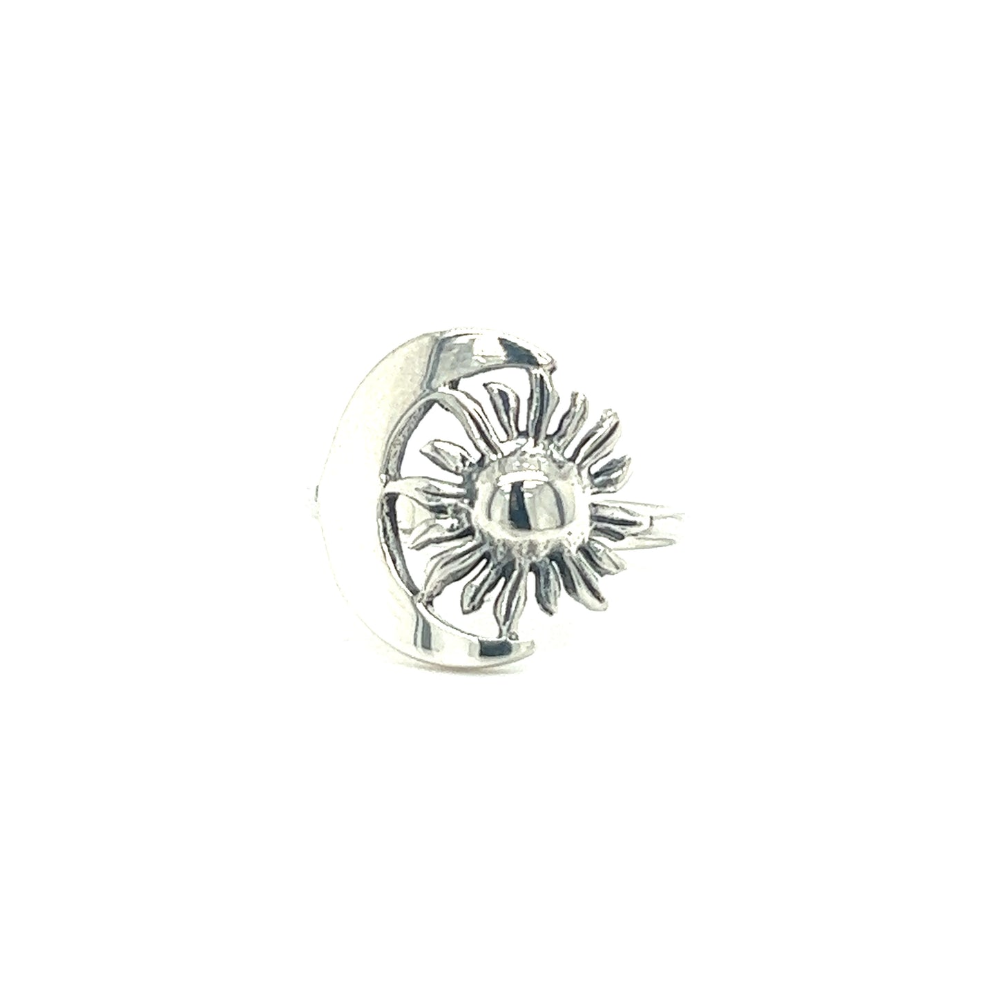 
                  
                    A Striking Sun and Moon ring by Super Silver, depicting the celestial bodies of the sun and moon, symbolizing cosmic balance.
                  
                