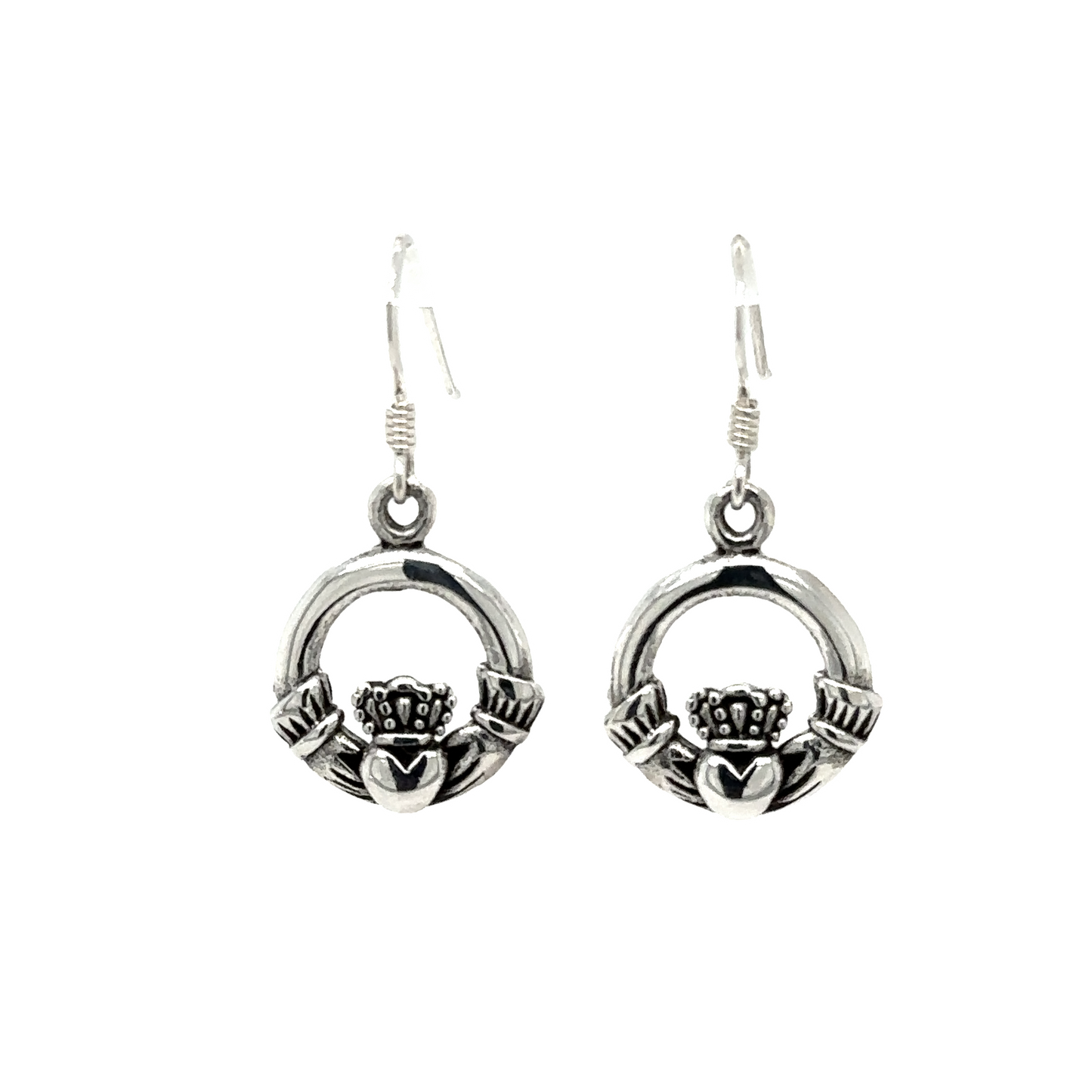 
                  
                    These Super Silver Claddagh earrings are a stunning addition to any jewelry collection. The dangle design adds elegant movement to these earrings, making them a perfect choice for both casual and formal occasions.
                  
                
