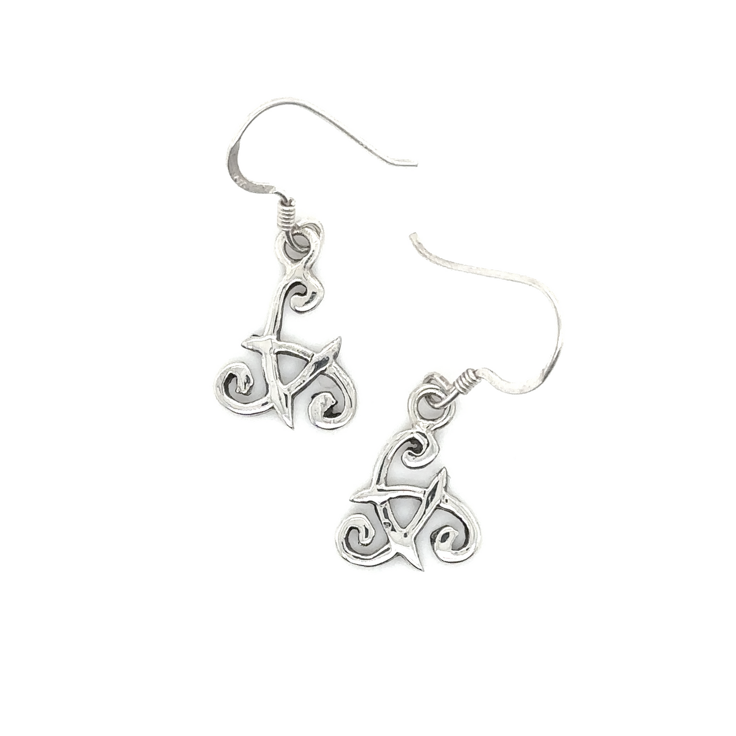 These Super Silver Celtic Triple Spiral Earrings feature an intricate triple spiral design.