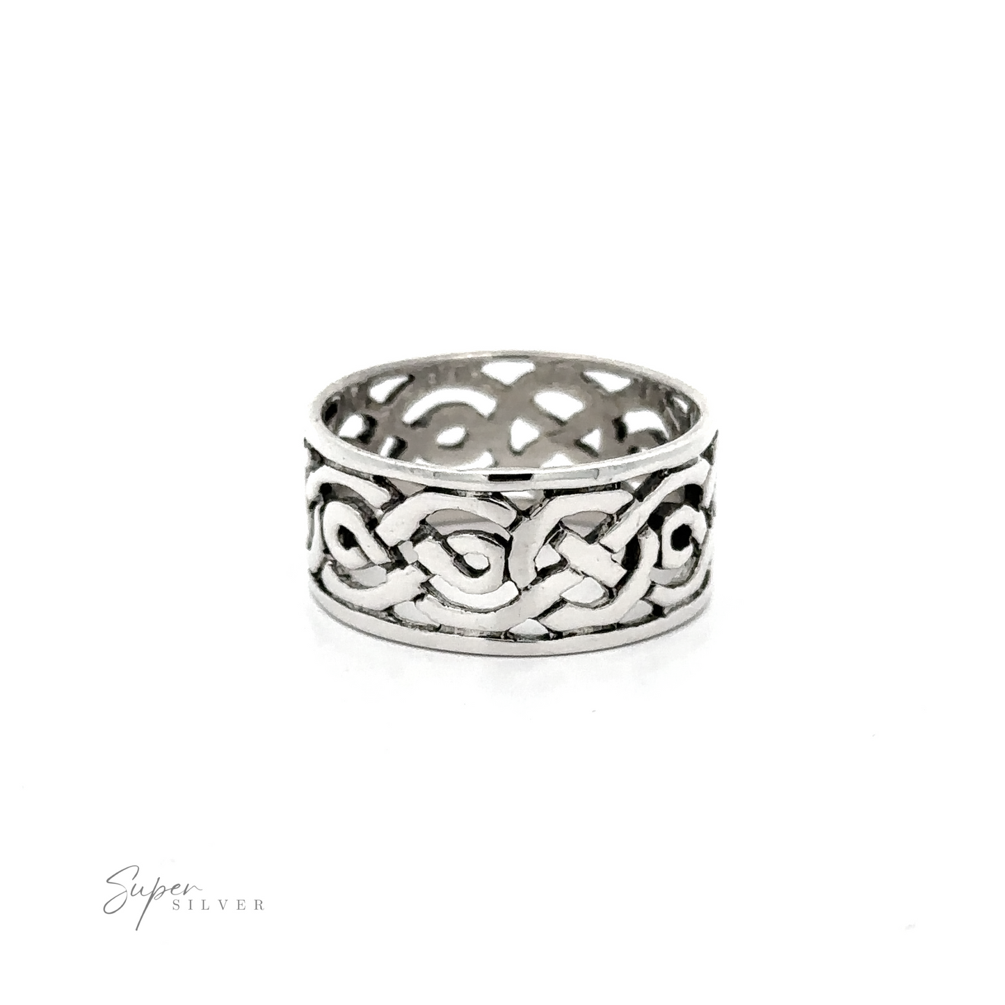 
                  
                    A comfortable sterling silver ring with a Wide Celtic Knot Band, perfect for everyday wear.
                  
                