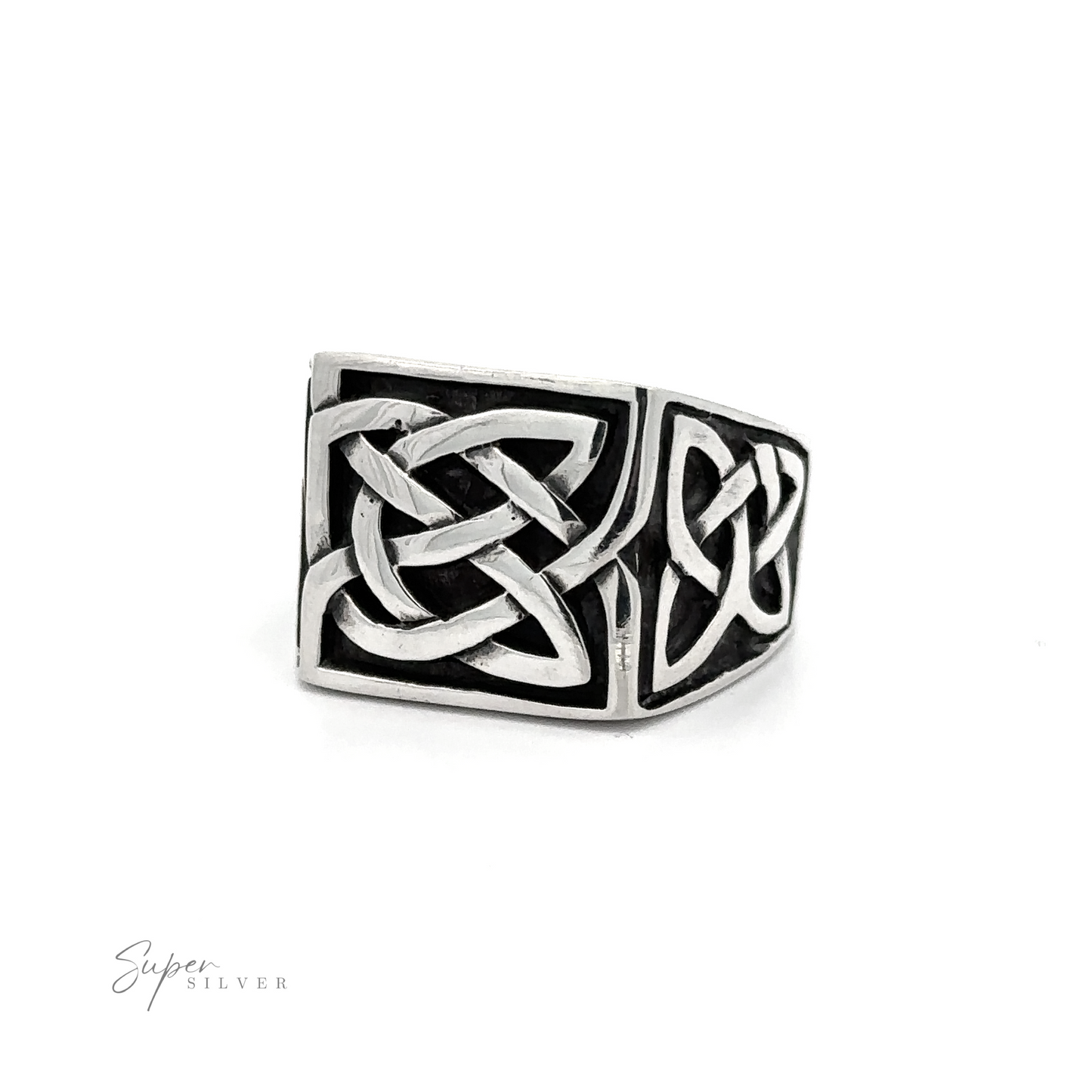 
                  
                    A solid and bold .925 Sterling Silver Signet Celtic Knot ring.
                  
                