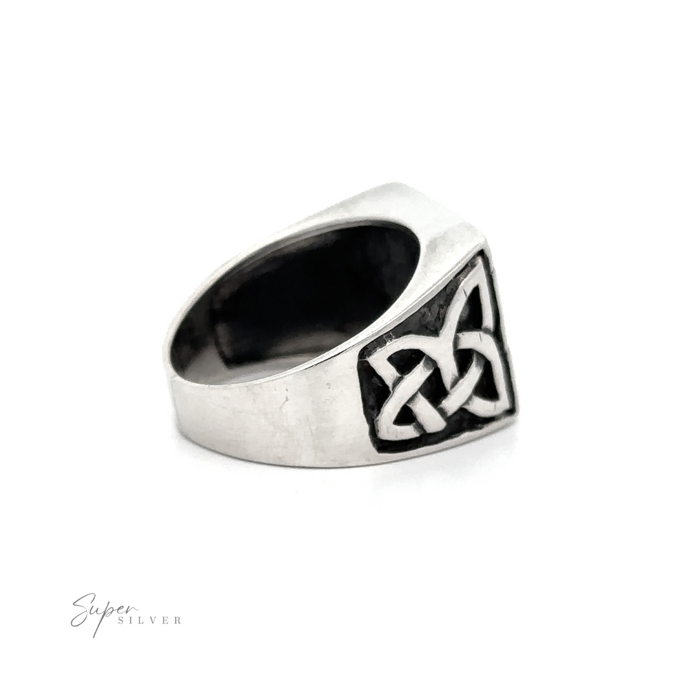 
                  
                    A .925 Sterling Silver ring with a solid and bold Signet Celtic Knot Ring design.
                  
                