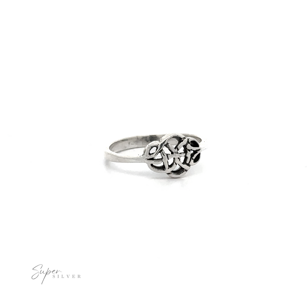 
                  
                    A .925 Sterling Silver ring with a flower and Simple Celtic Knot Ring design, perfect for a ring lover's collection.
                  
                