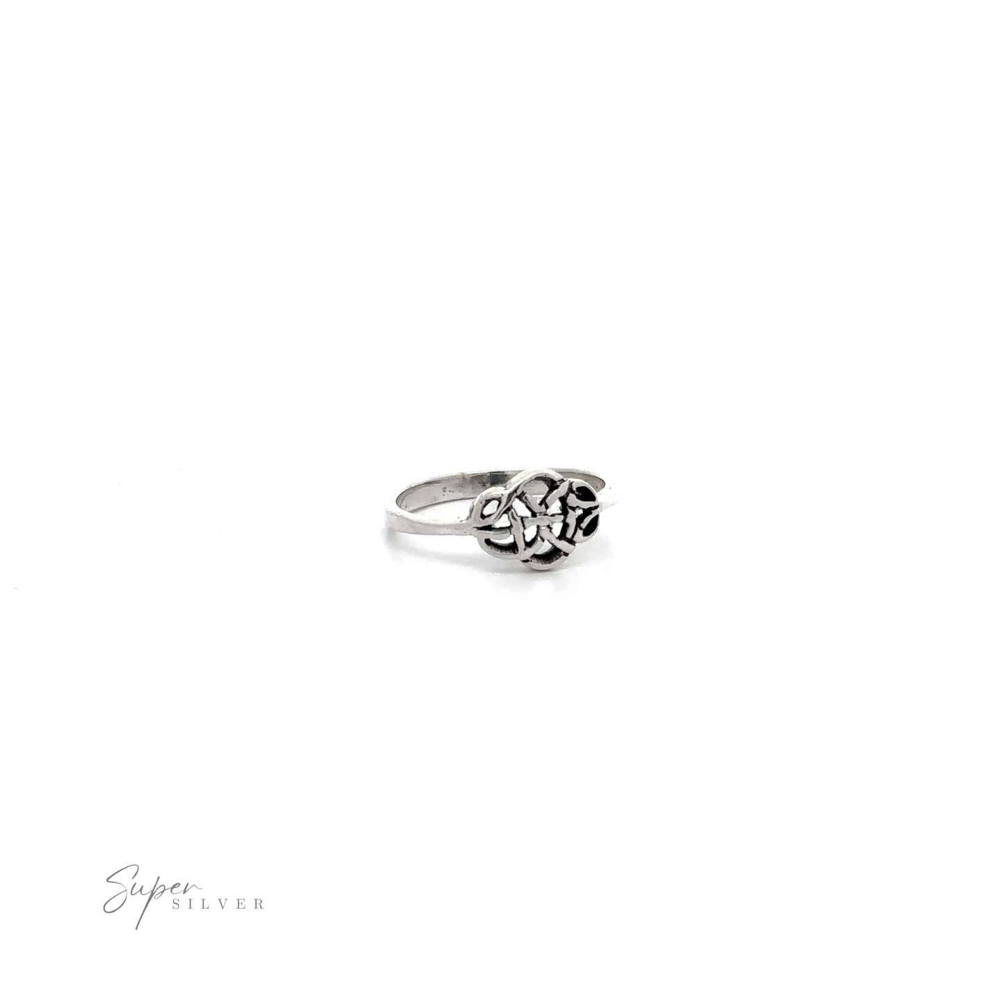 
                  
                    A .925 Sterling Silver Simple Celtic Knot ring with a flower on it, perfect for ring lover's collection.
                  
                