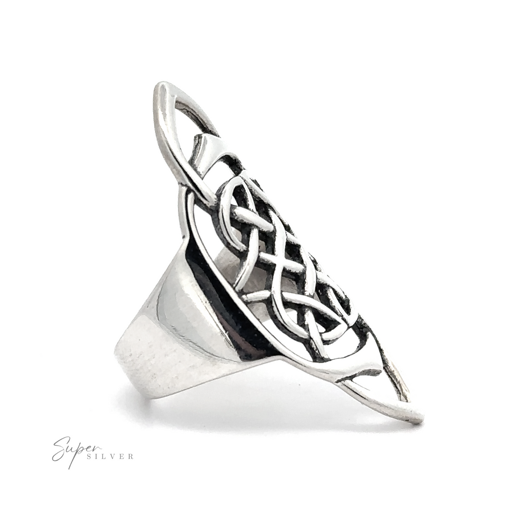 
                  
                    A .925 Sterling Silver Elongated Celtic Knot Ring.
                  
                