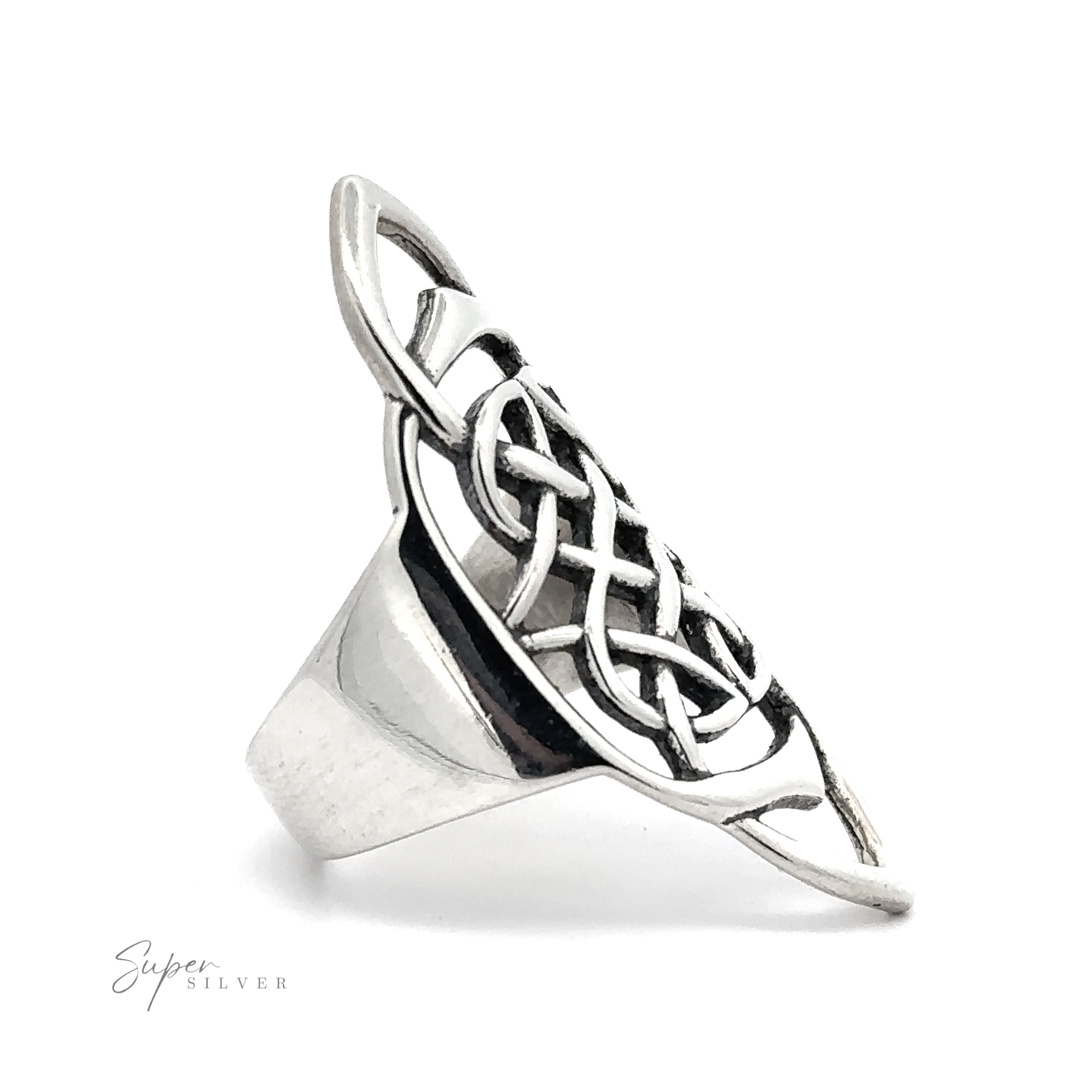 A .925 Sterling Silver Elongated Celtic Knot Ring.