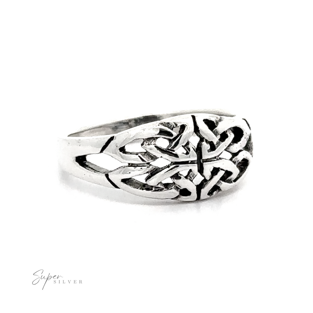 A sterling silver Celtic Knot Ring with Cutouts.