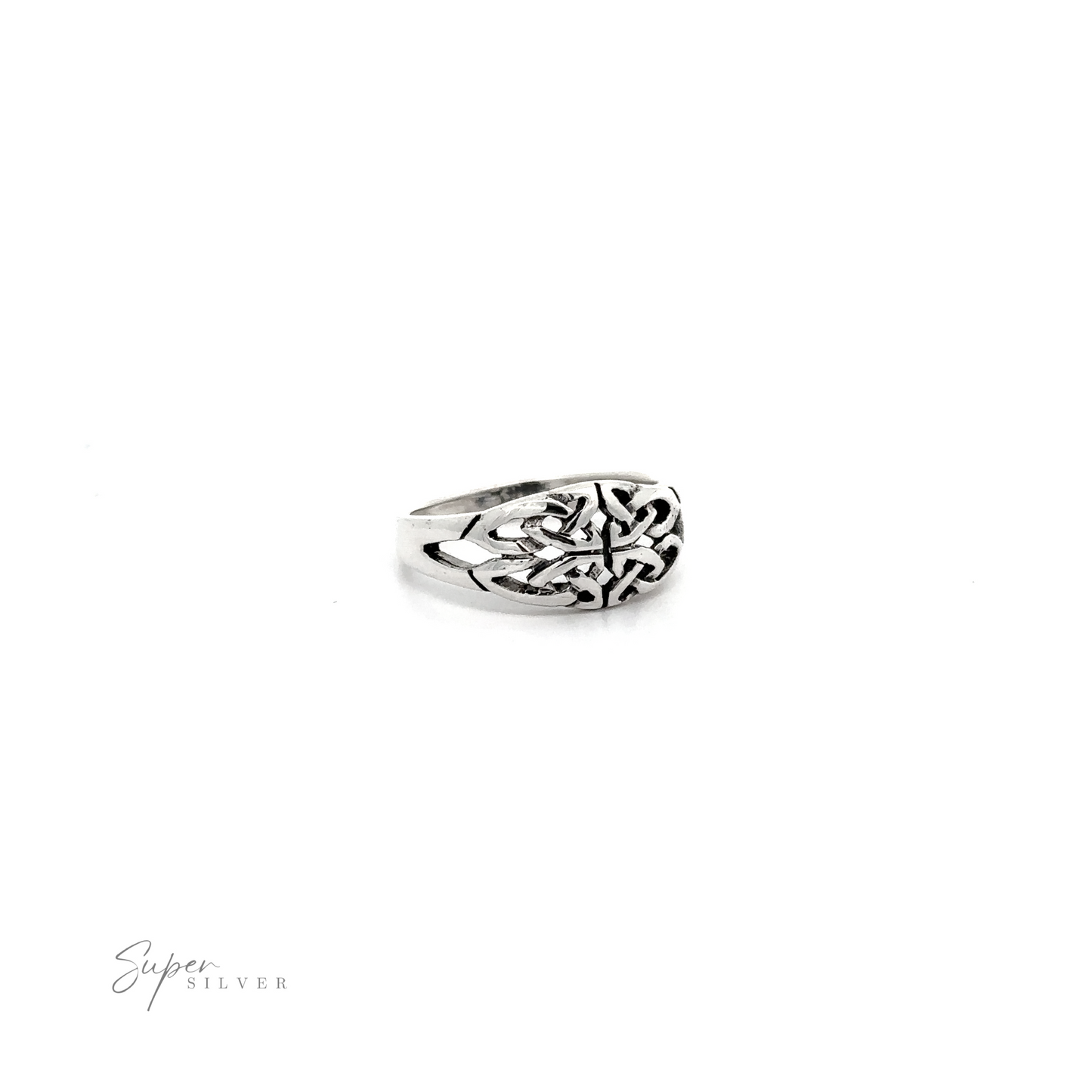 
                  
                    This .925 Sterling Silver Celtic Knot Ring with Cutouts features a beautifully simple design.
                  
                