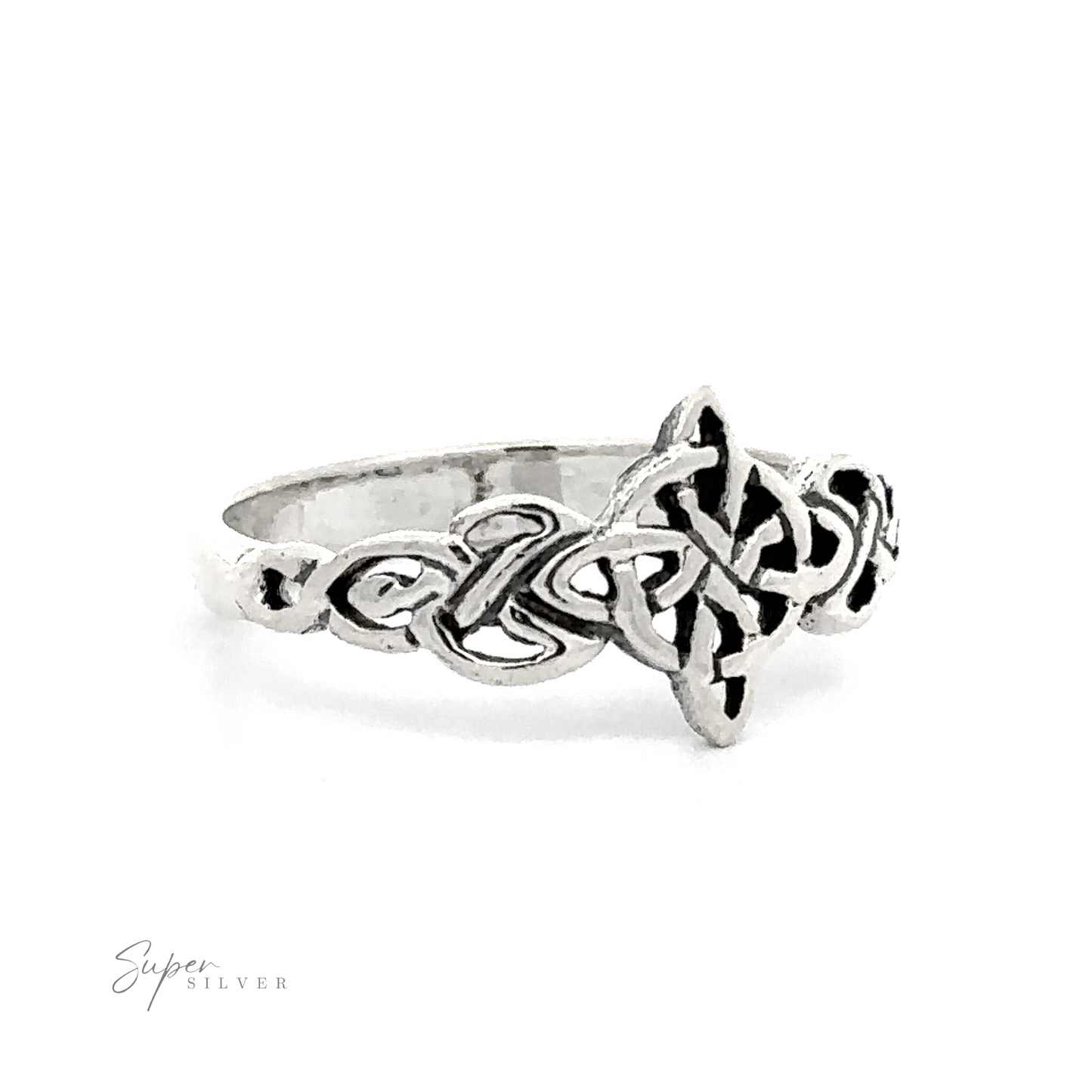 Four Pointed Celtic Knot ring showcasing timeless beauty in sterling silver.
