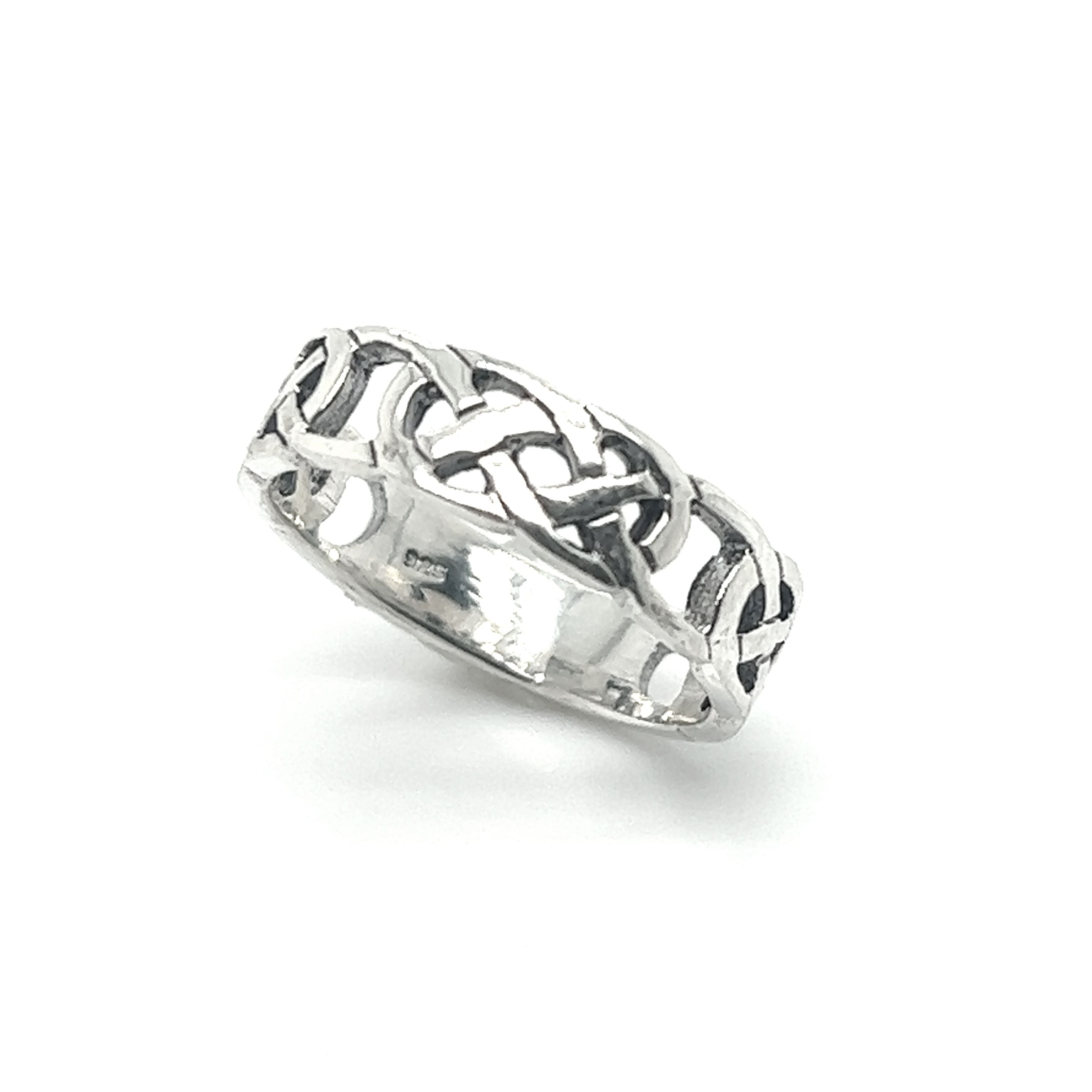 5mm Celtic Knot Band in sterling silver for men.