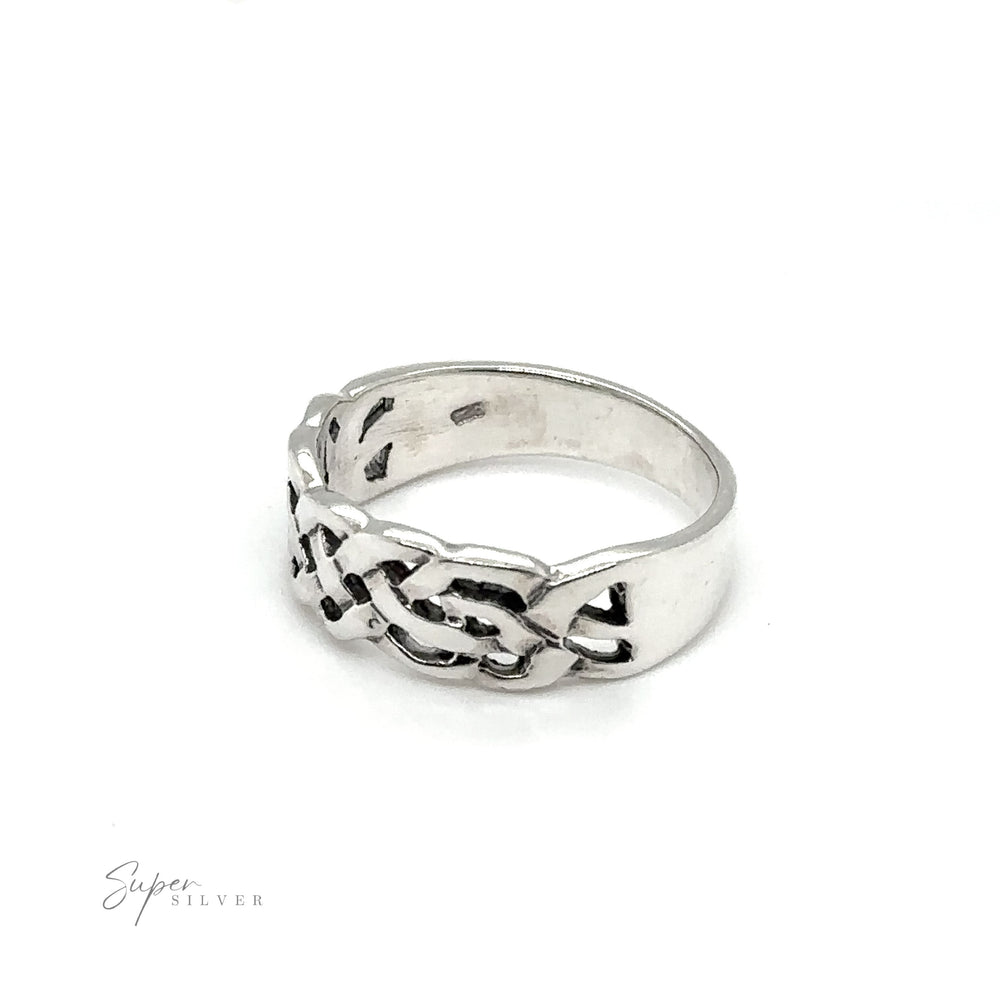 
                  
                    A sterling silver Thick Celtic Weave Band with a timeless elegance and celtic knot design.
                  
                