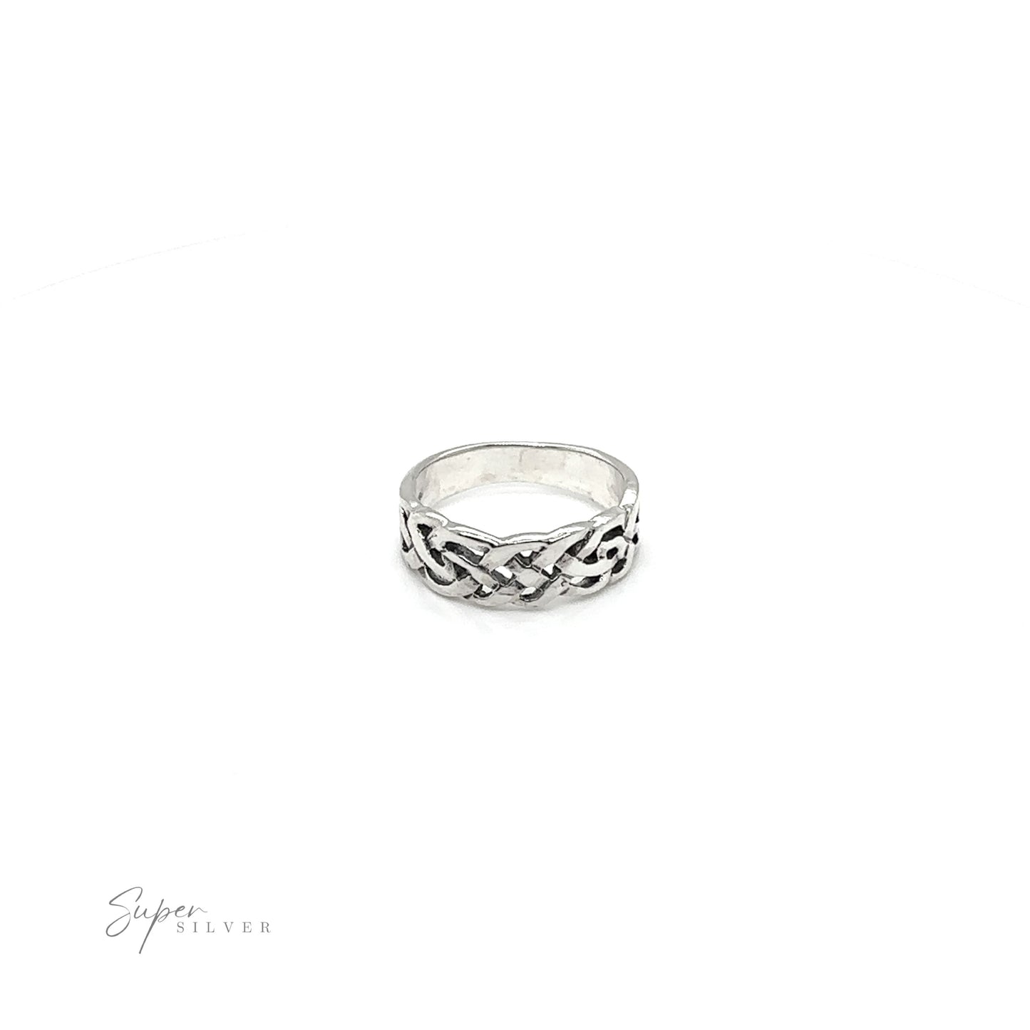 
                  
                    A sterling silver Thick Celtic Weave Band with a timeless Celtic knot design.
                  
                