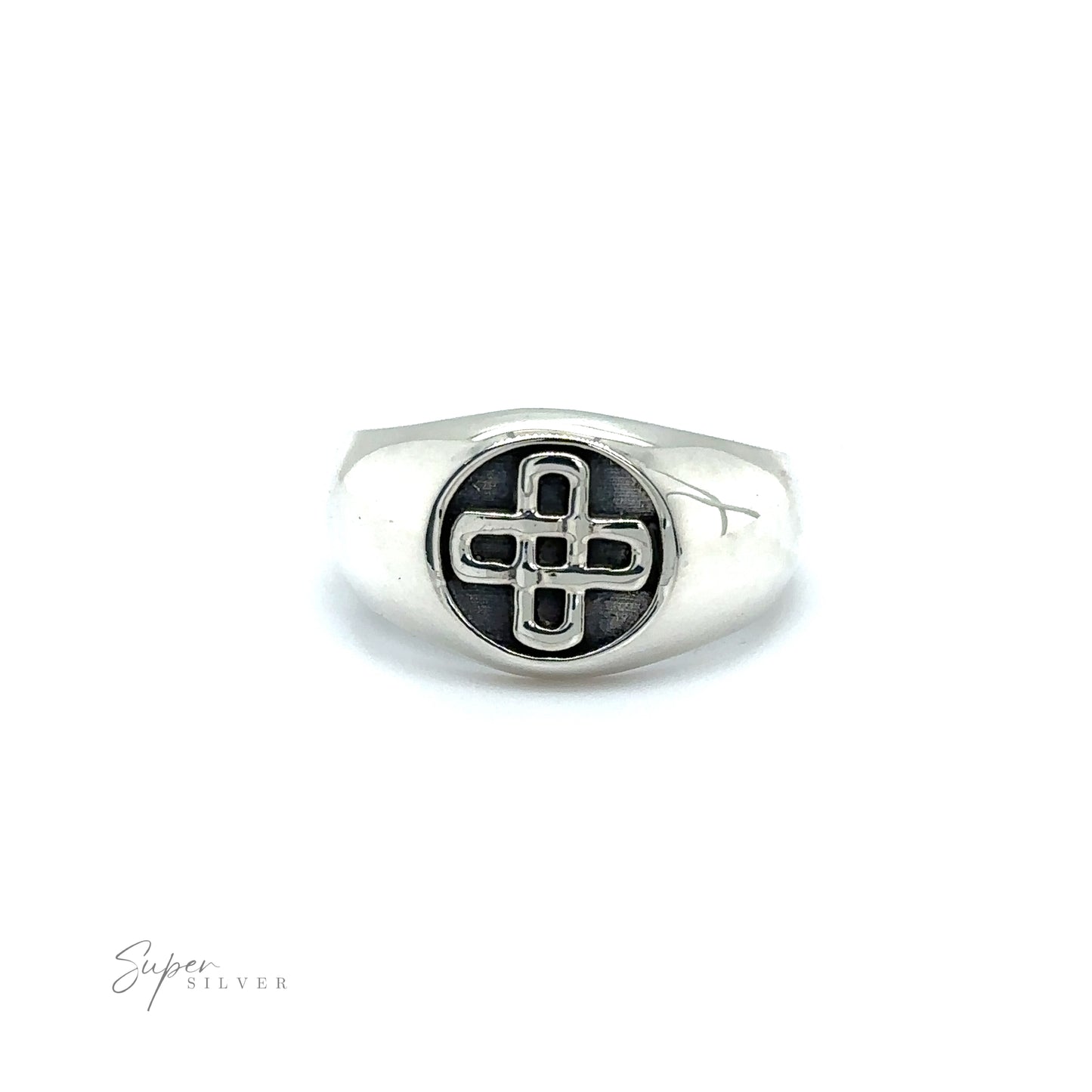 A bold and striking Celtic Solomon's Knot Signet Ring, also known as Solomon's Knot Signet Ring.